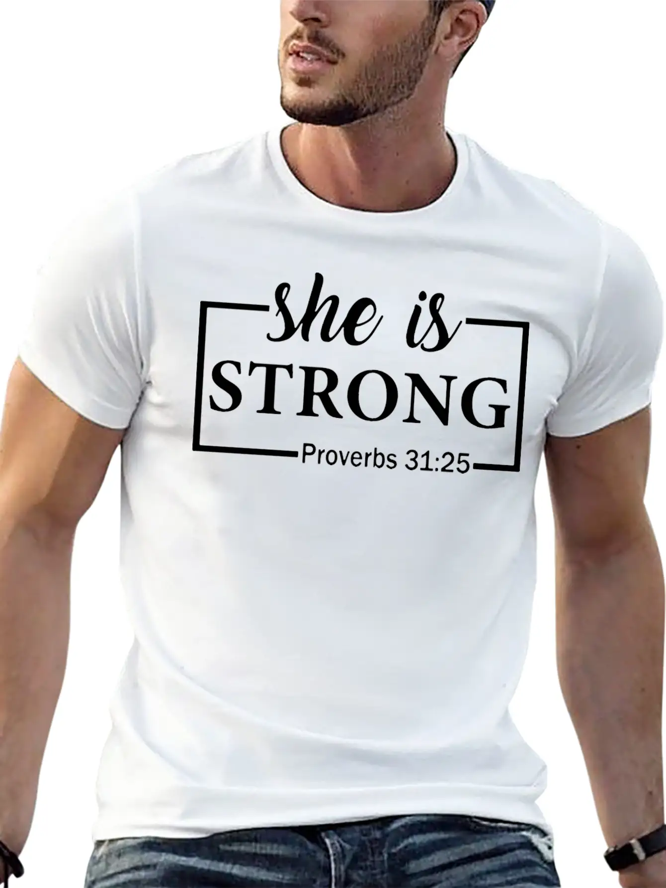 She Is Strong Proverbs Essential Cotton Tee For Daily Outfits – Unisex Style
