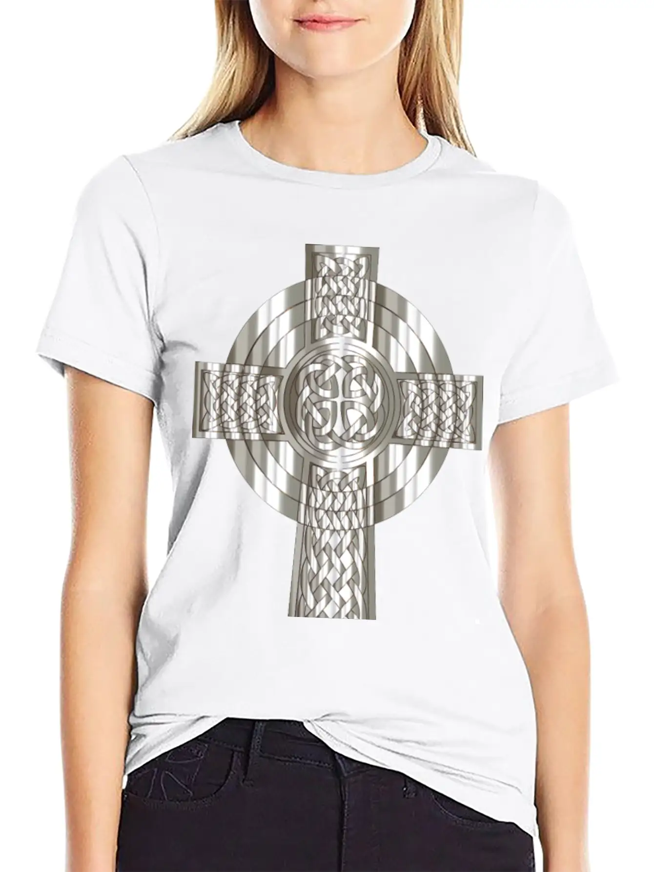 Silver Celtic Cross Stylish Everyday T-Shirt – Unisex Basic Cotton Tee