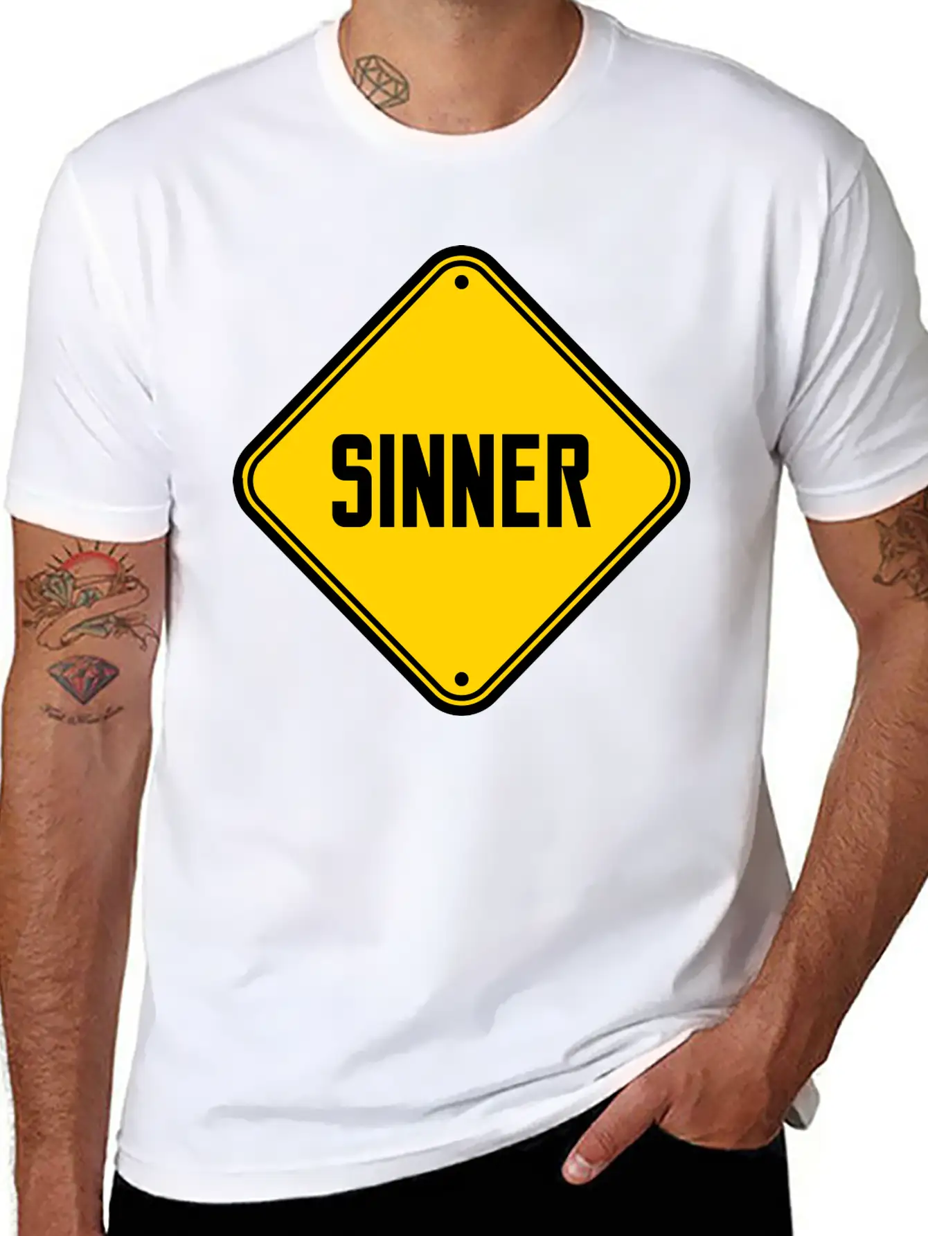 Sinner Note Sign Stylish Everyday T-Shirt – Unisex Basic Cotton Tee