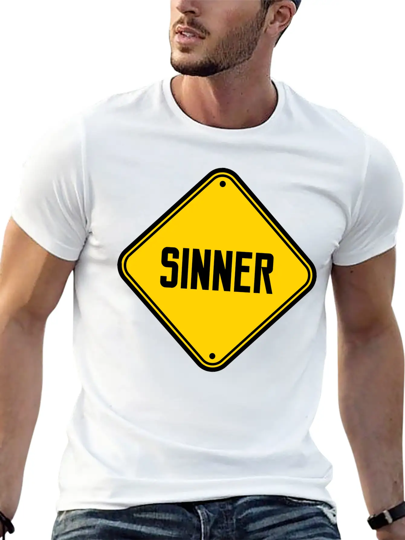 Sinner Note Sign Stylish Everyday T-Shirt – Unisex Basic Cotton Tee