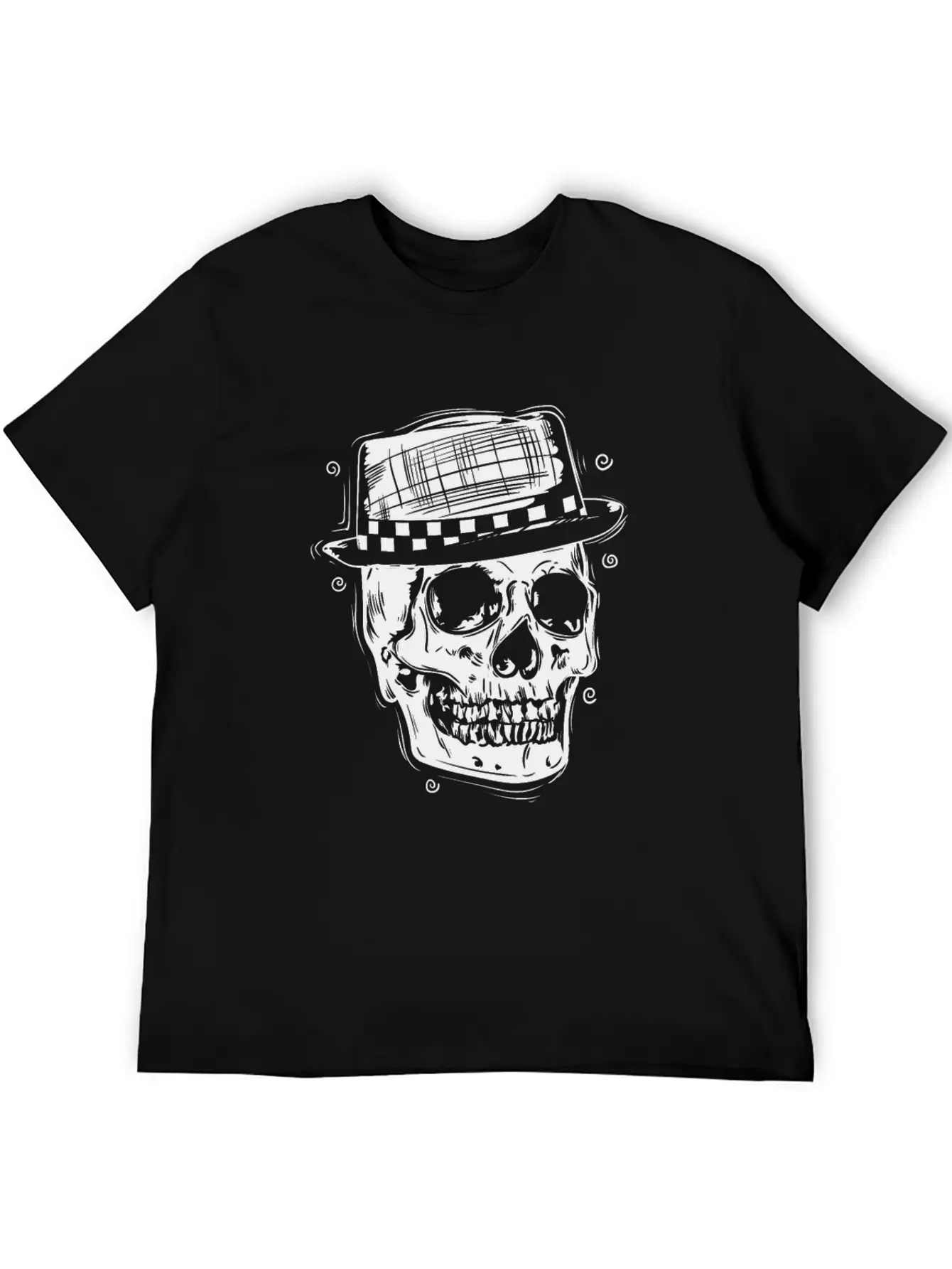 Ska Skull With Hat Jazz Music Style Stylish Everyday T-Shirt – Unisex Basic Cotton Tee