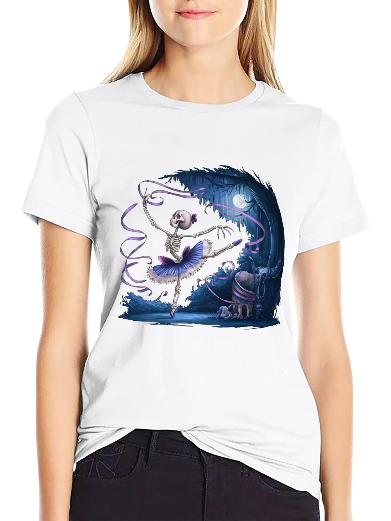 Skeleton Ballet Casual Graphic T-Shirt – Simple And Comfortable Daily Wear