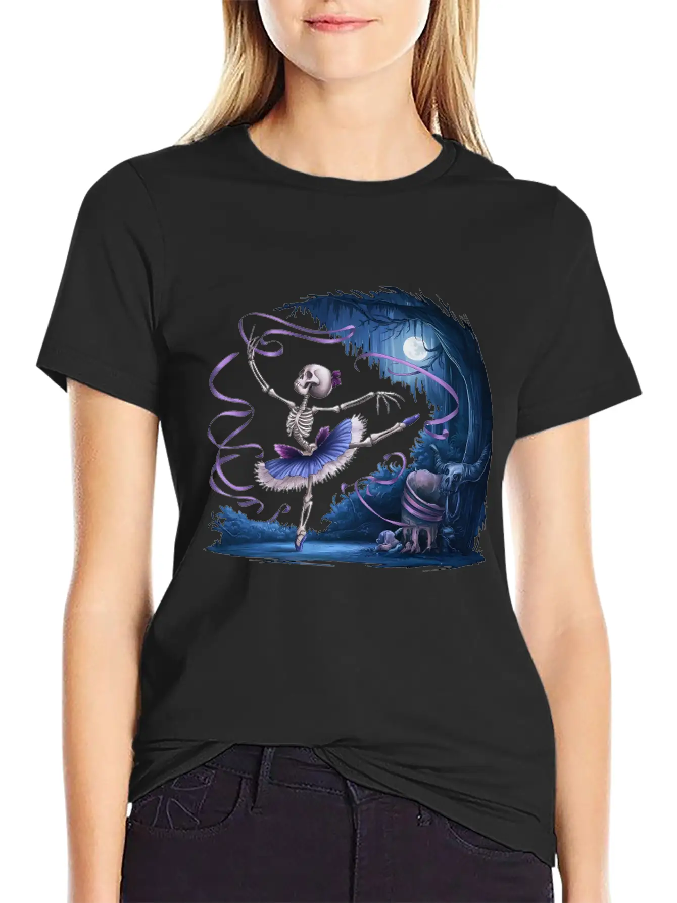 Skeleton Ballet Casual Graphic T-Shirt – Simple And Comfortable Daily Wear