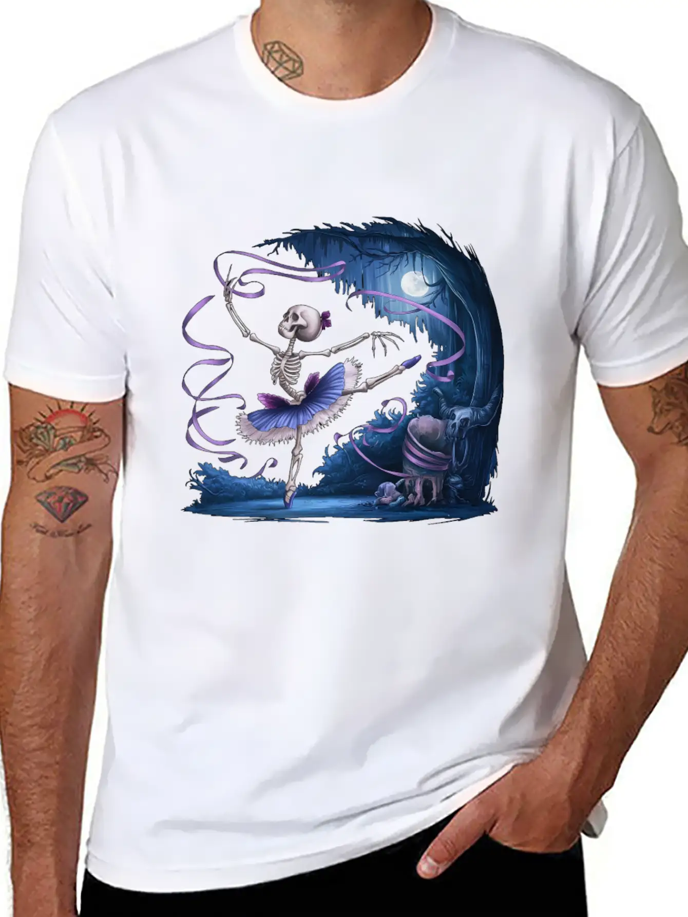 Skeleton Ballet Casual Graphic T-Shirt – Simple And Comfortable Daily Wear