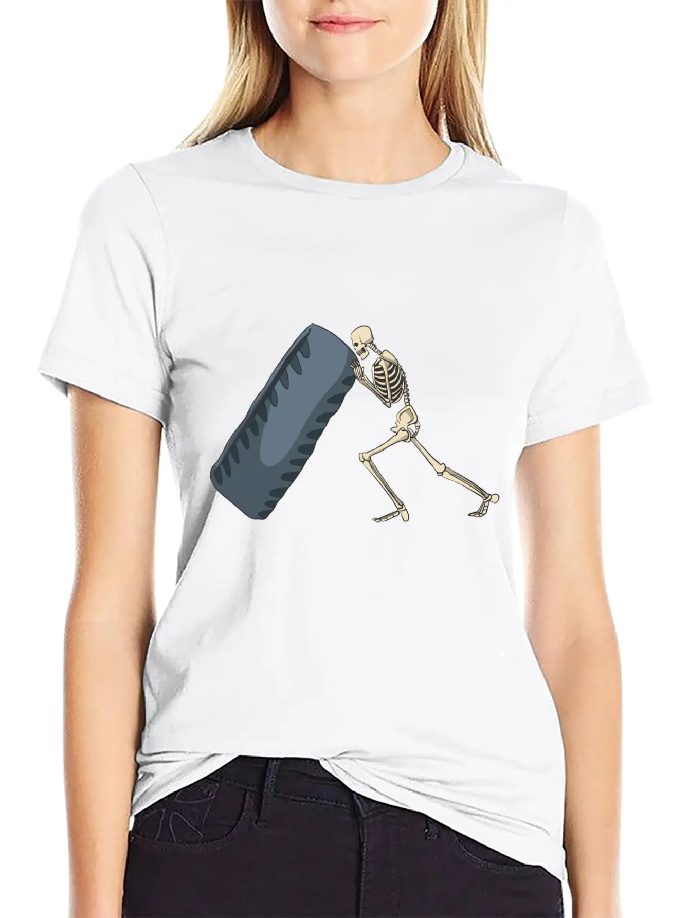 Skeleton Lifting Truck Tire For Exercise Basic Graphic T-Shirt – Daily Comfort In Soft Cotton