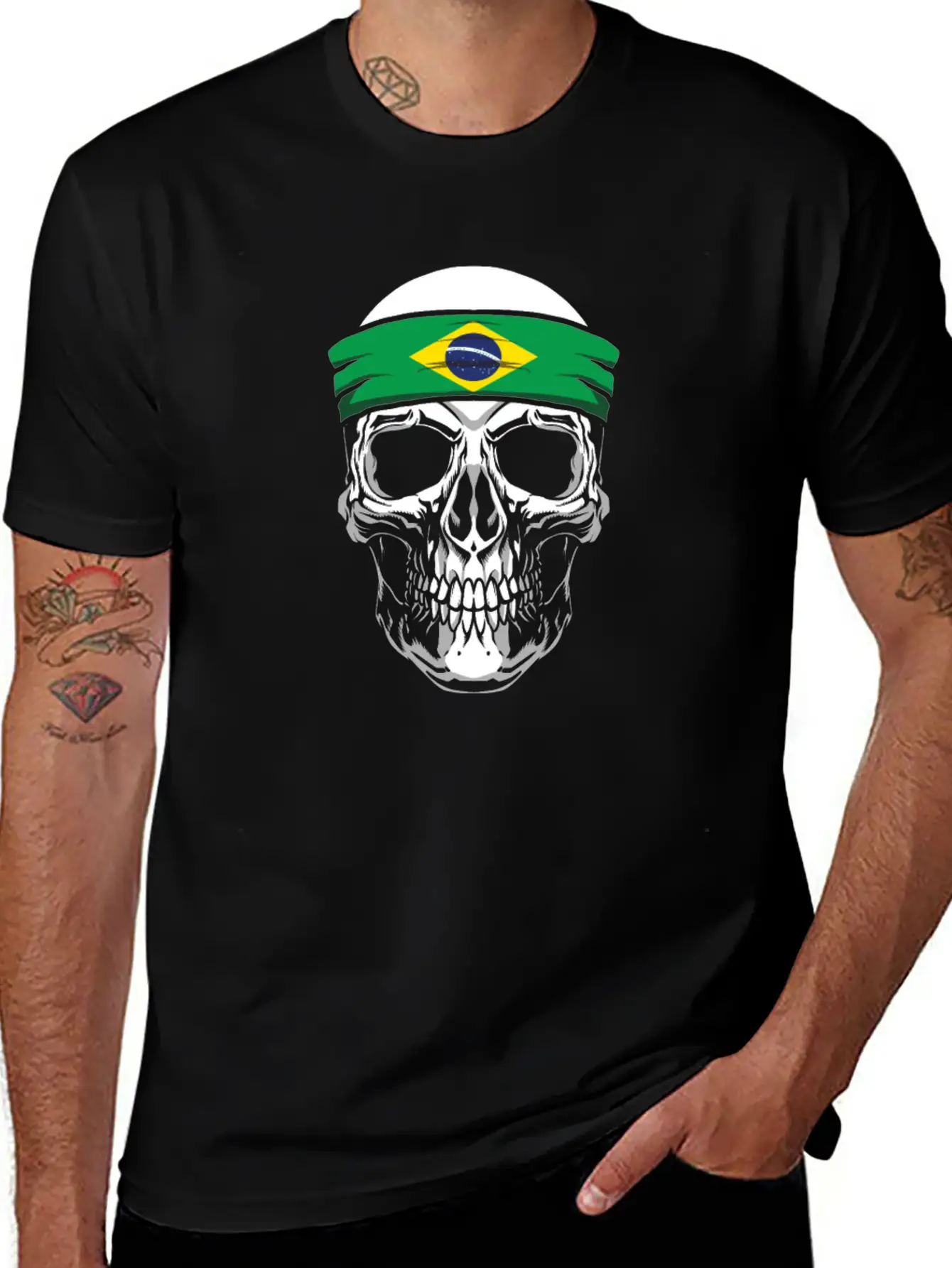 Skull Nationality Country Flag Breathable Graphic T-Shirt – Perfect For Casual Days