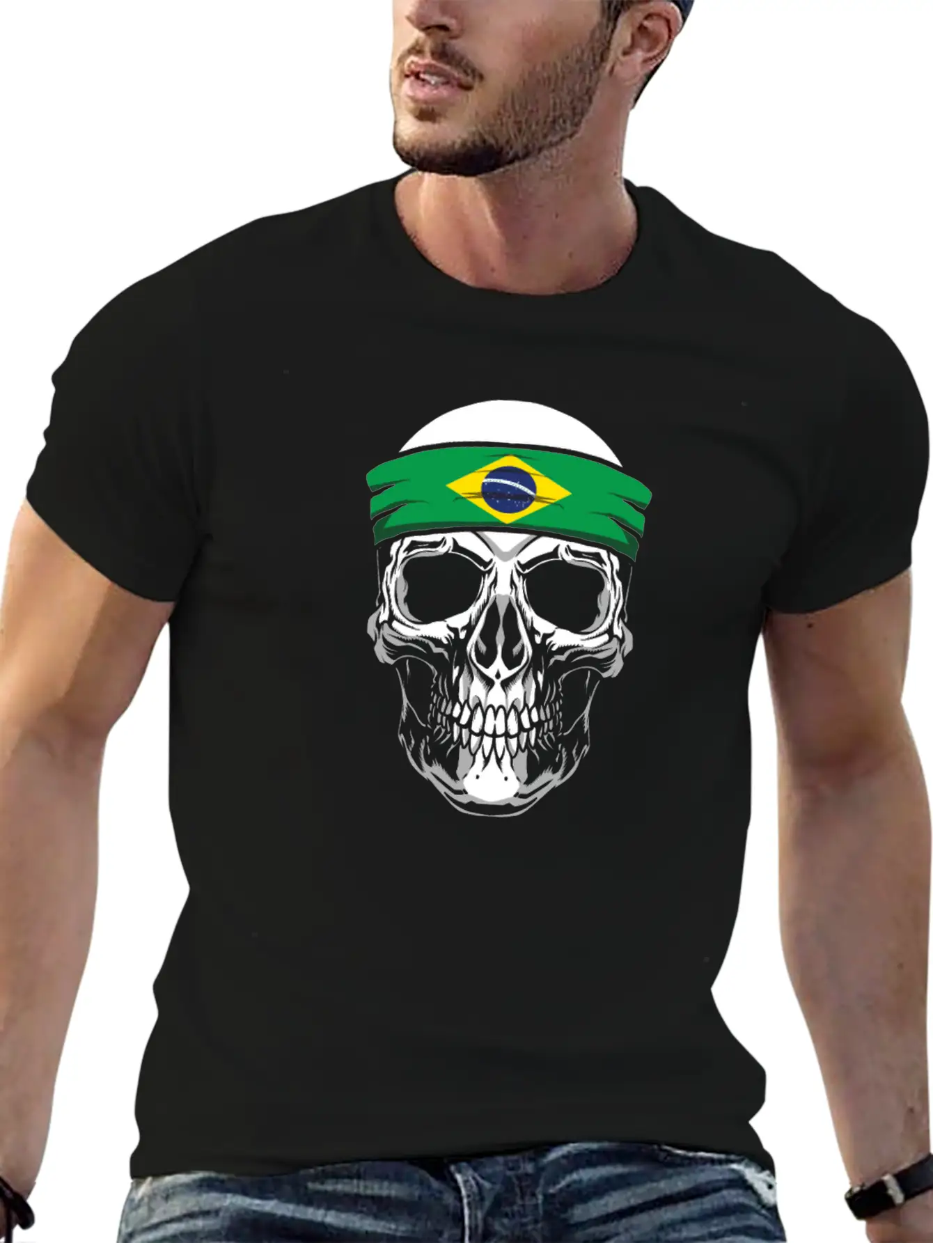 Skull Nationality Country Flag Breathable Graphic T-Shirt – Perfect For Casual Days