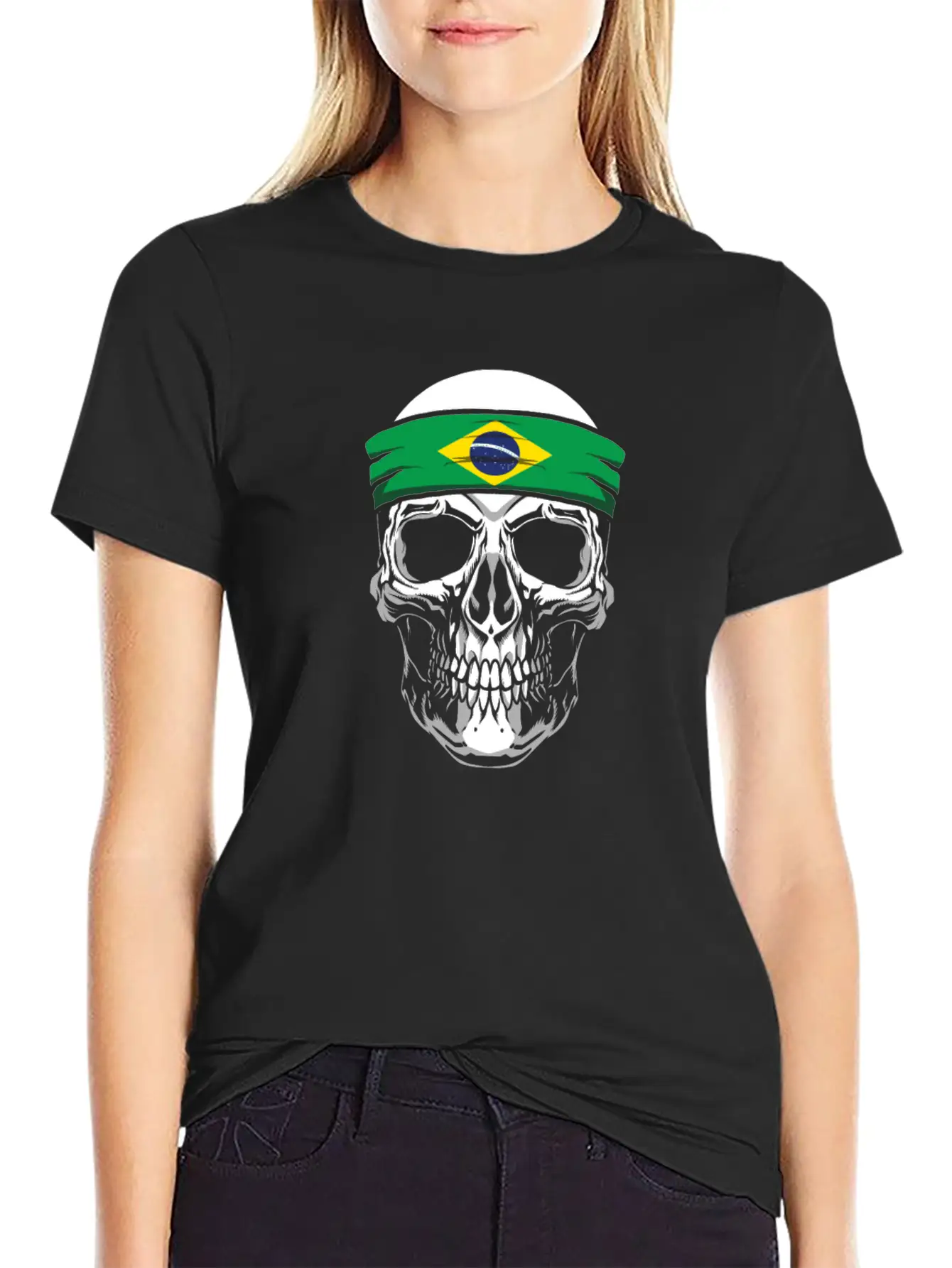 Skull Nationality Country Flag Breathable Graphic T-Shirt – Perfect For Casual Days