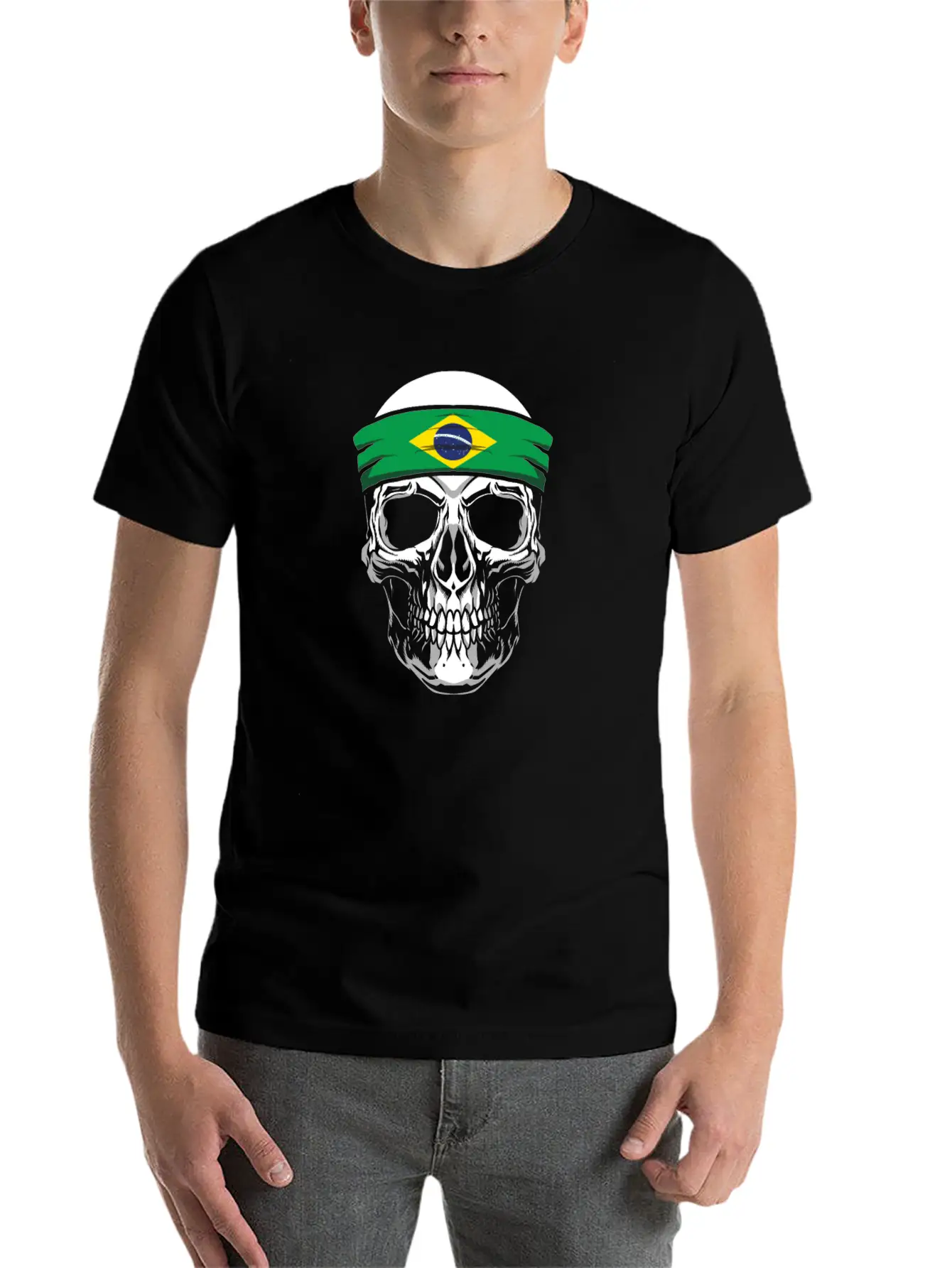 Skull Nationality Country Flag Breathable Graphic T-Shirt – Perfect For Casual Days