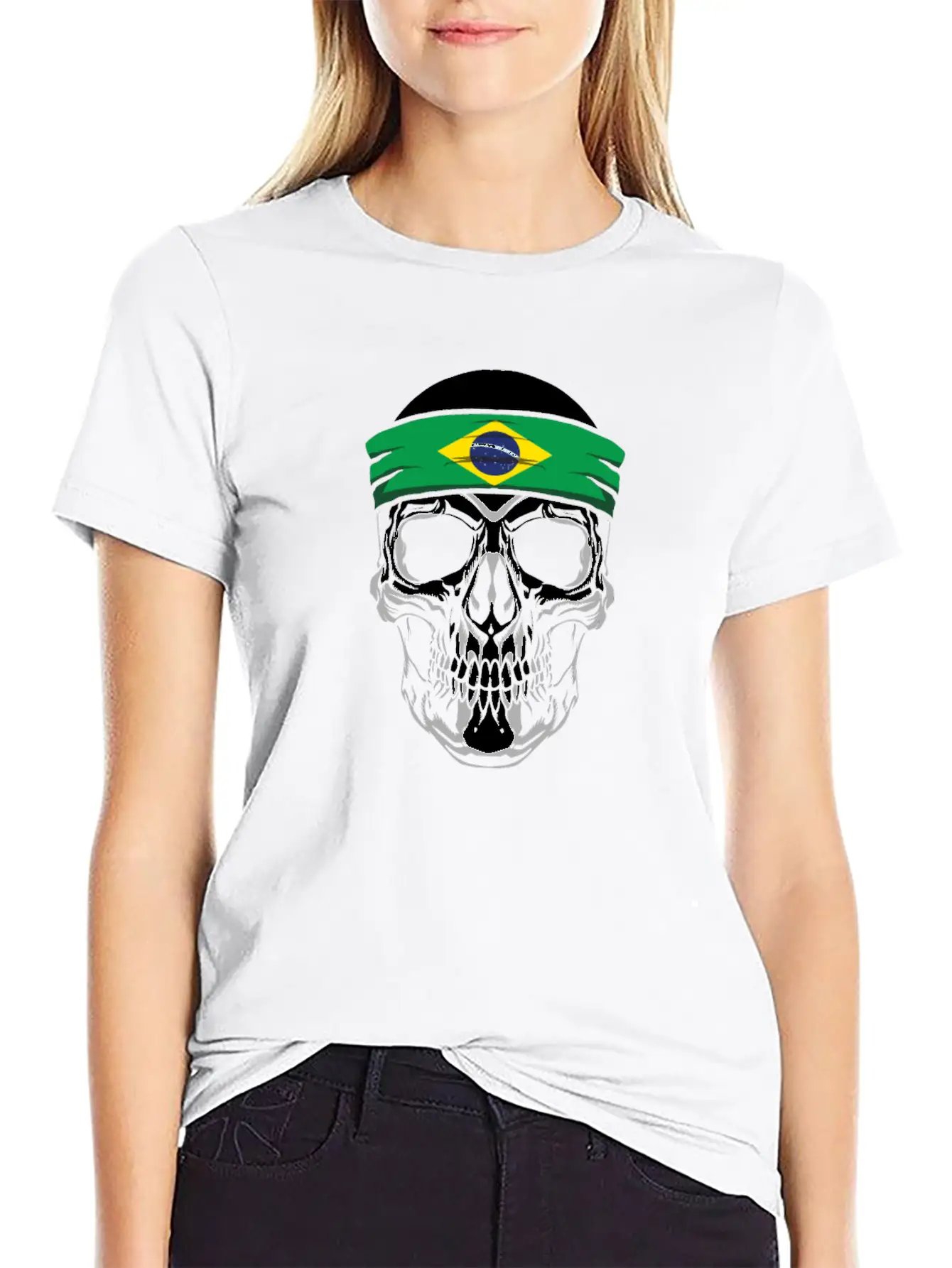 Skull Nationality Country Flag Breathable Graphic T-Shirt – Perfect For Casual Days