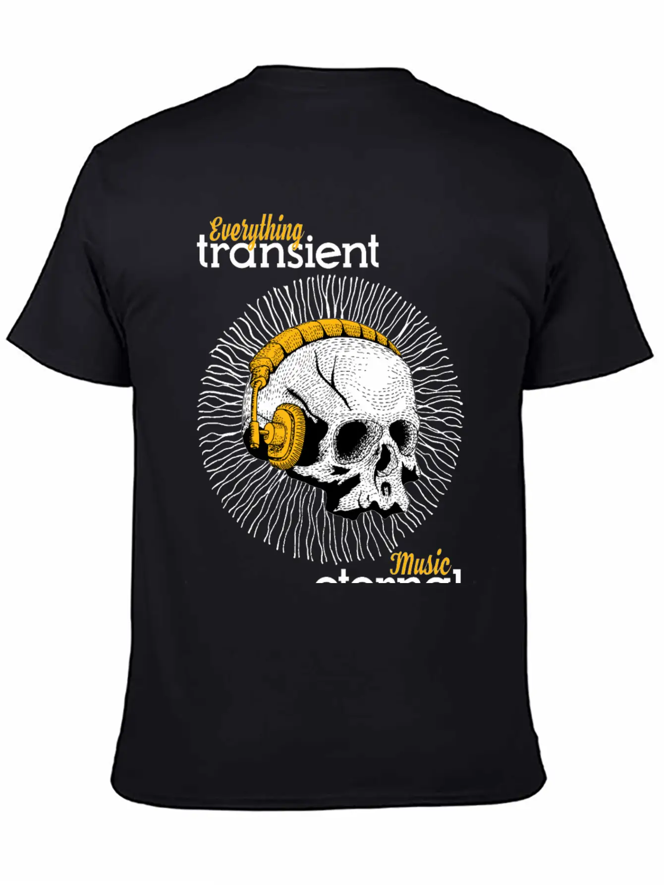 Skull With Headphones Stylish Everyday T-Shirt – Unisex Basic Cotton Tee