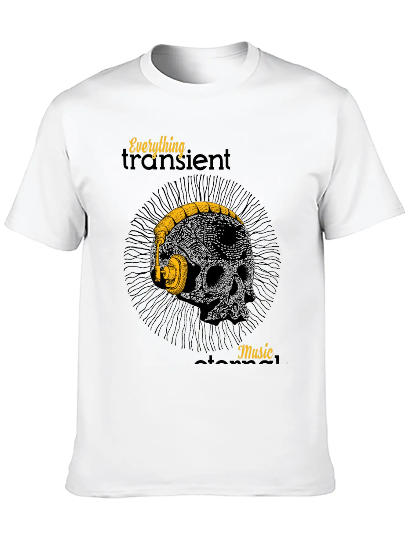 Skull With Headphones Stylish Everyday T-Shirt – Unisex Basic Cotton Tee