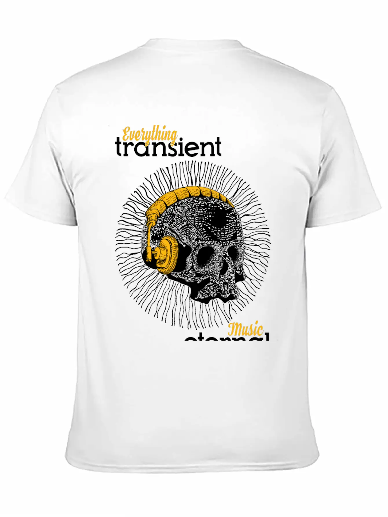 Skull With Headphones Stylish Everyday T-Shirt – Unisex Basic Cotton Tee