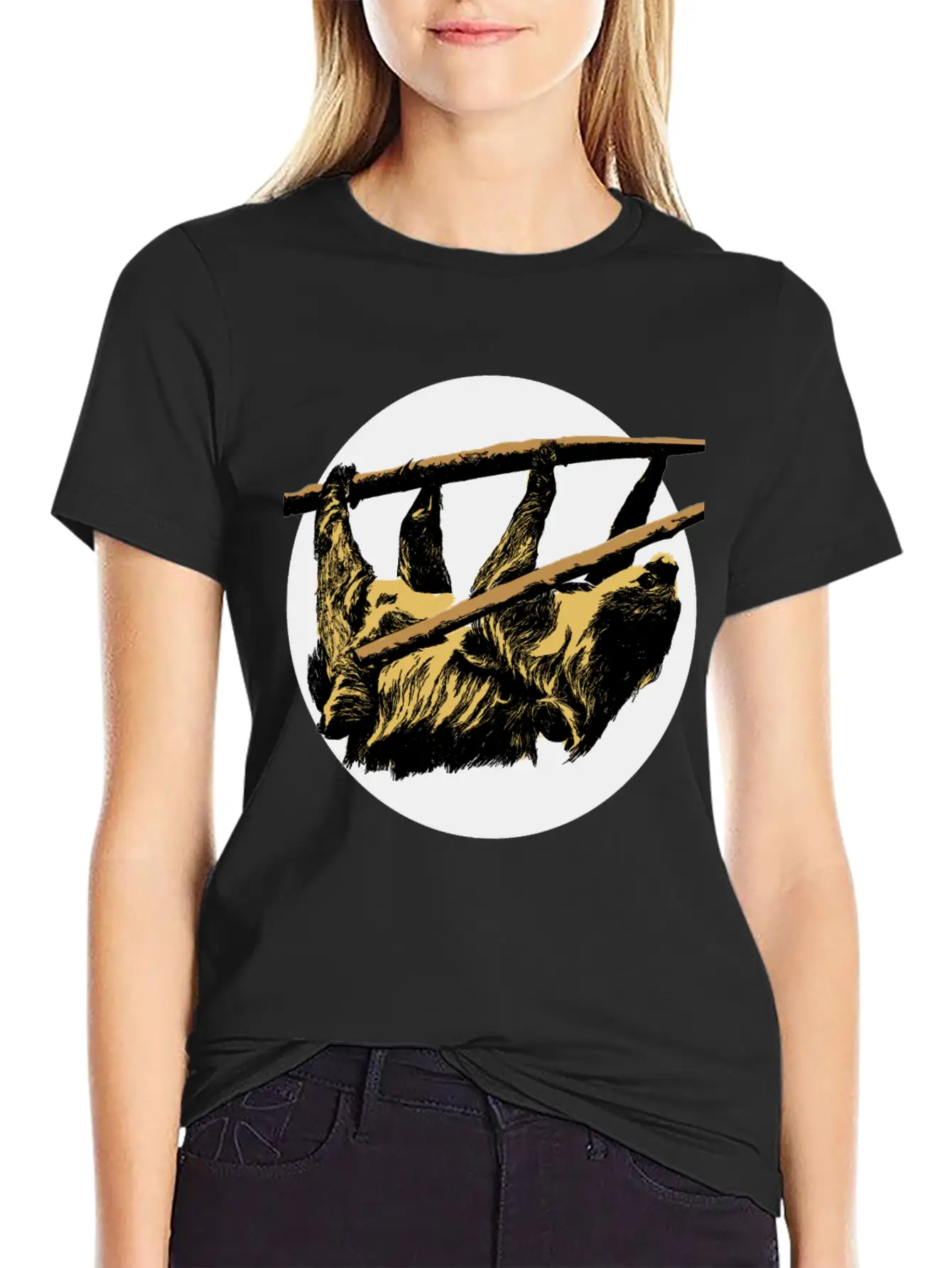 Sloth Hanging Brown Cool Gift Idea Relaxed Everyday Tee – Lightweight And Durable Cotton