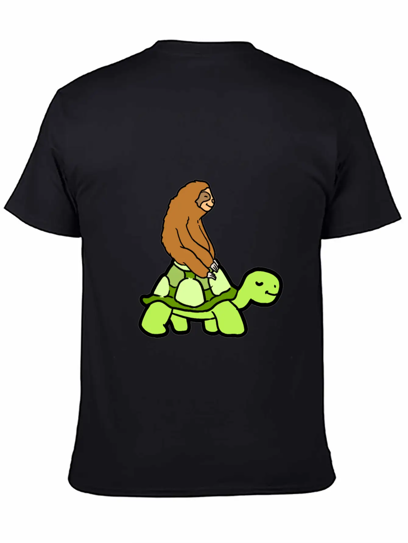 Sloth Riding Turtle Stylish Everyday T-Shirt – Unisex Basic Cotton Tee