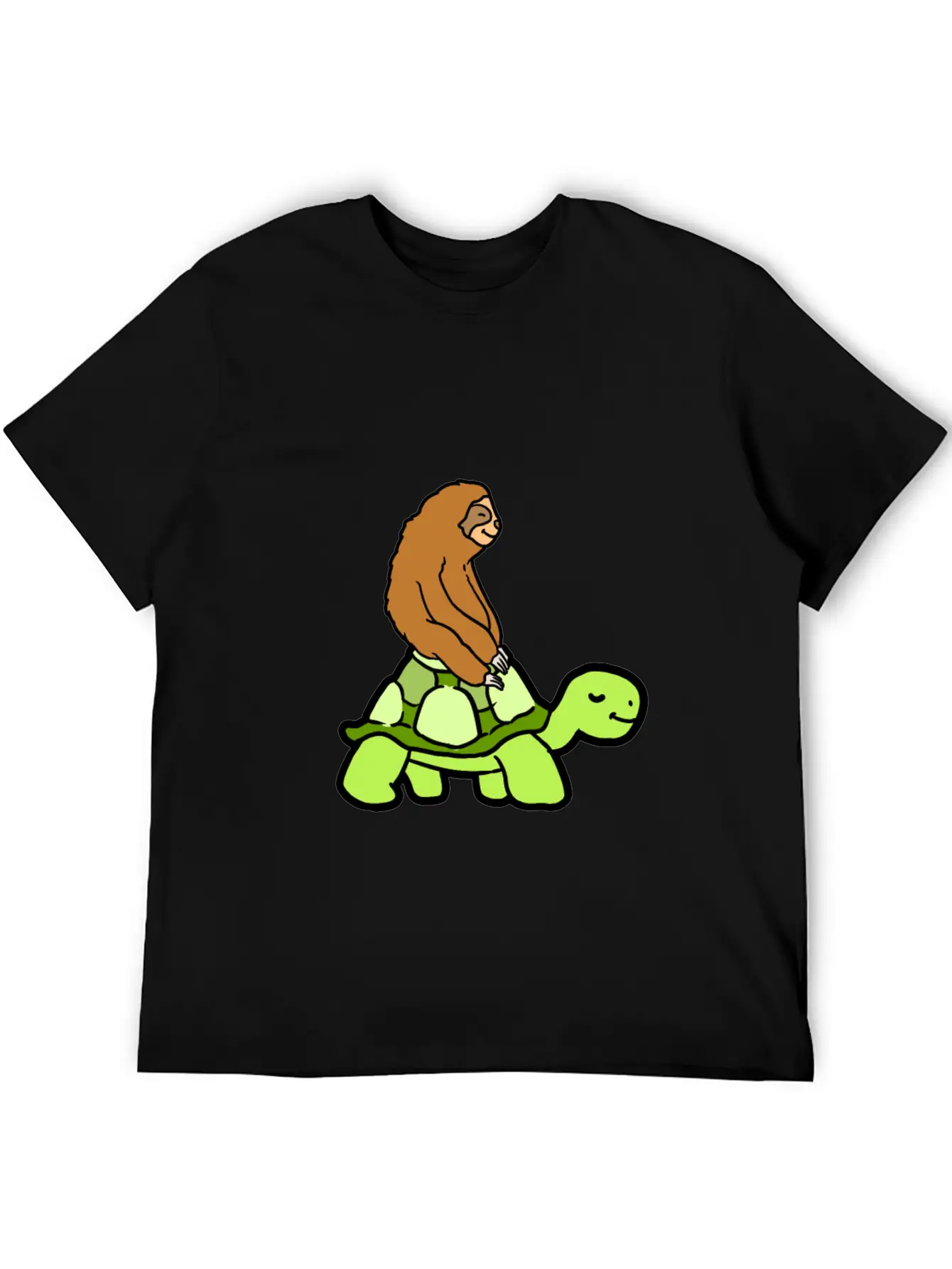 Sloth Riding Turtle Stylish Everyday T-Shirt – Unisex Basic Cotton Tee