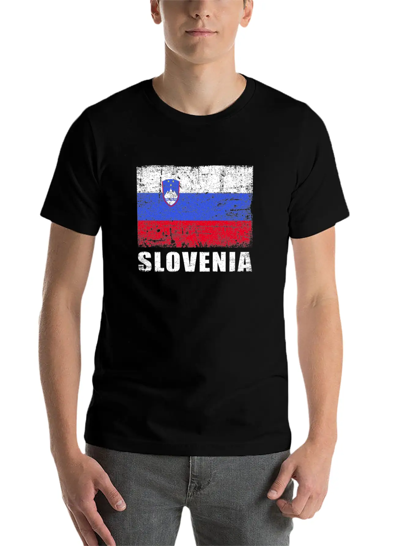 Slovenia Flag Grunge Country Flag Slovenia Basic Graphic T-Shirt – Daily Comfort In Soft Cotton