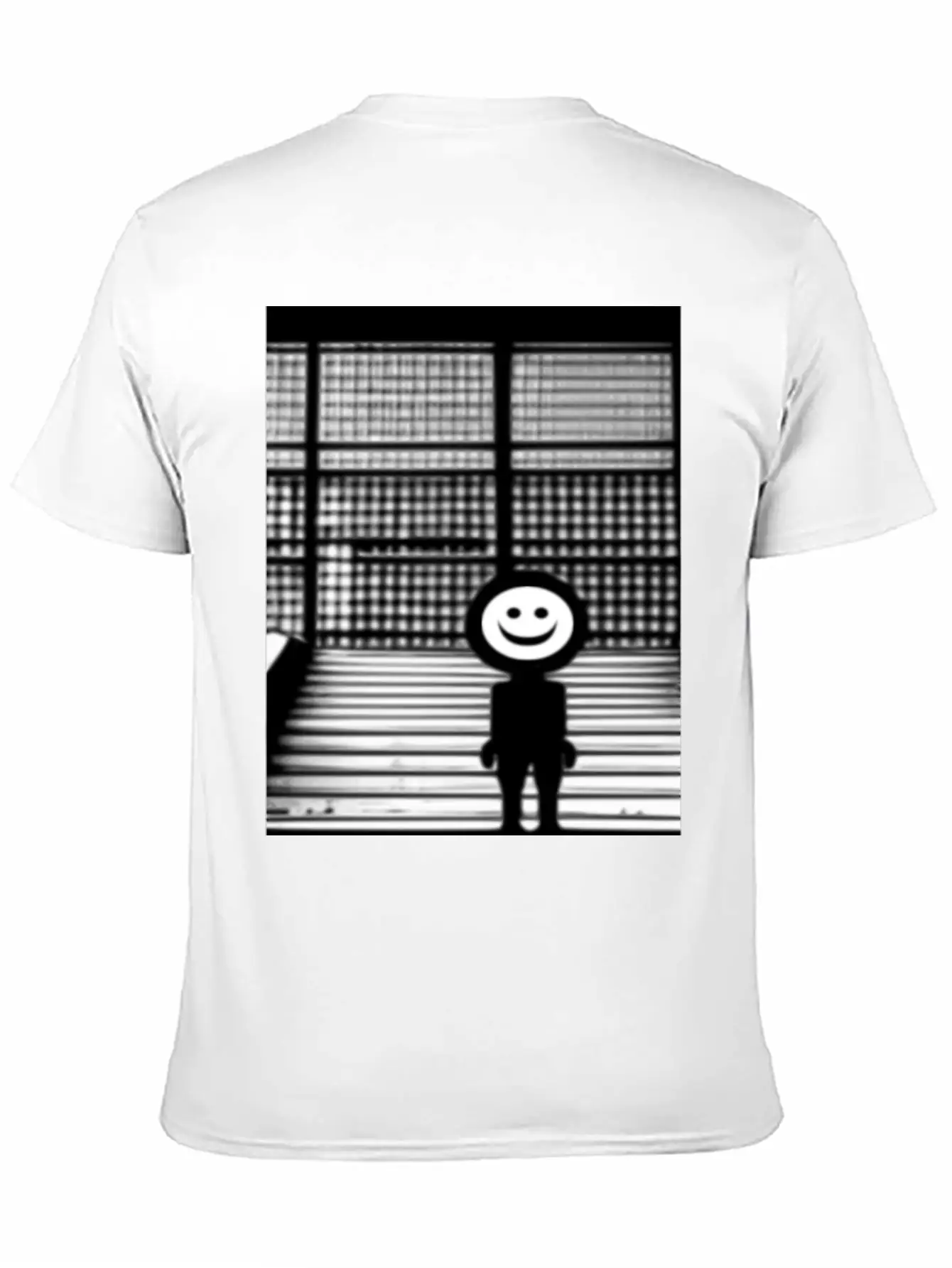Smiley Face In Hoodie Standing On The Steps Street Stylish Everyday T-Shirt – Unisex Basic Cotton Tee