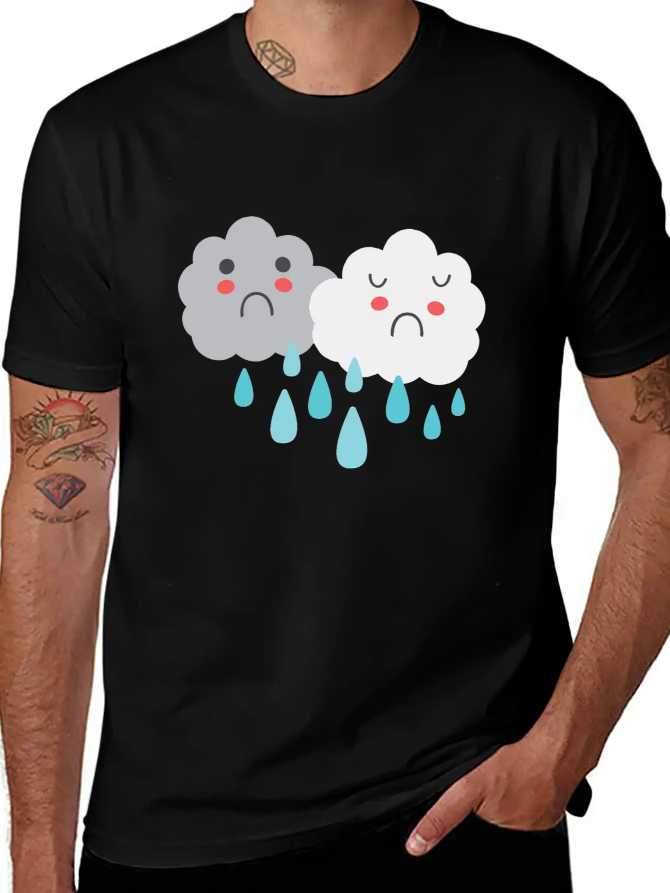 So Sad Little Rain Clouds Simple Everyday Graphic Tee – Lightweight Summer Wear