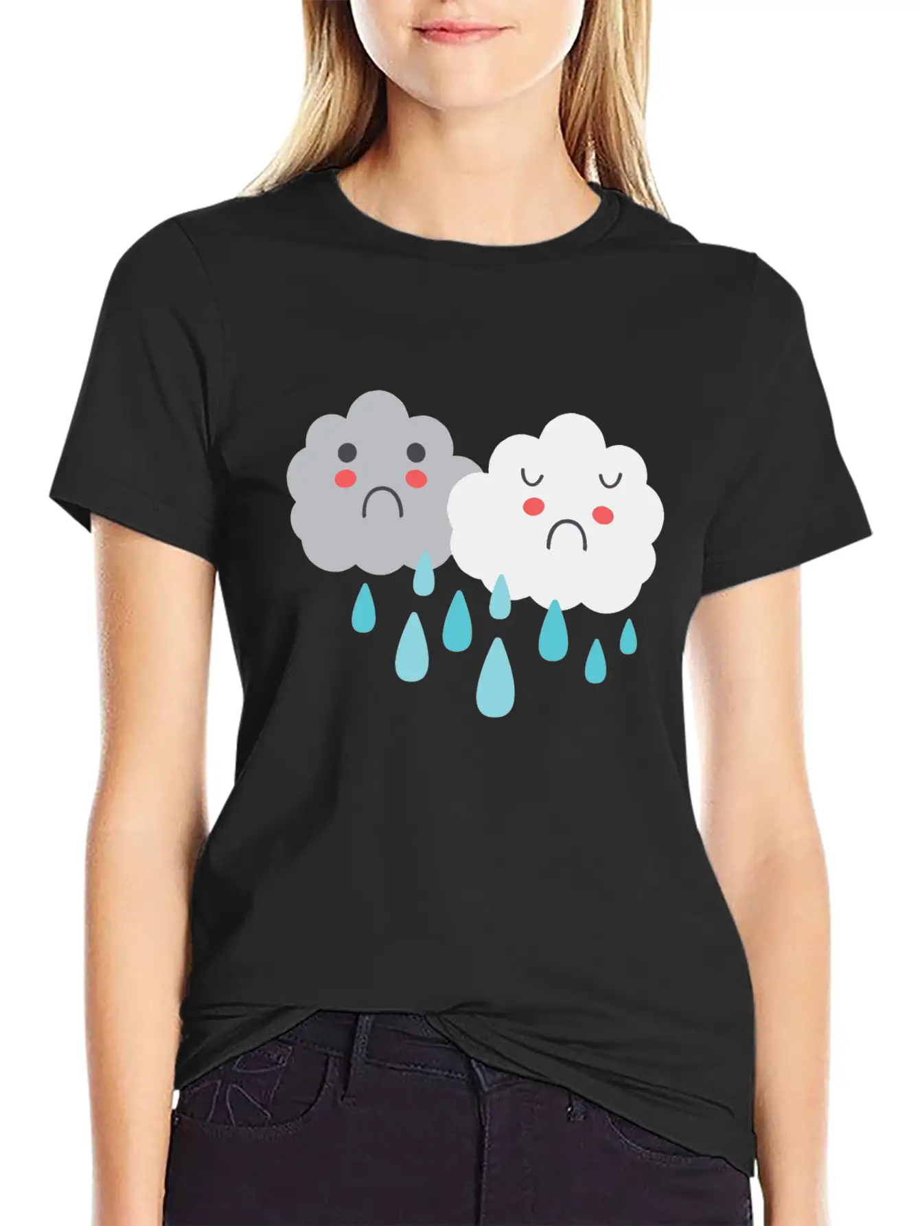 So Sad Little Rain Clouds Simple Everyday Graphic Tee – Lightweight Summer Wear