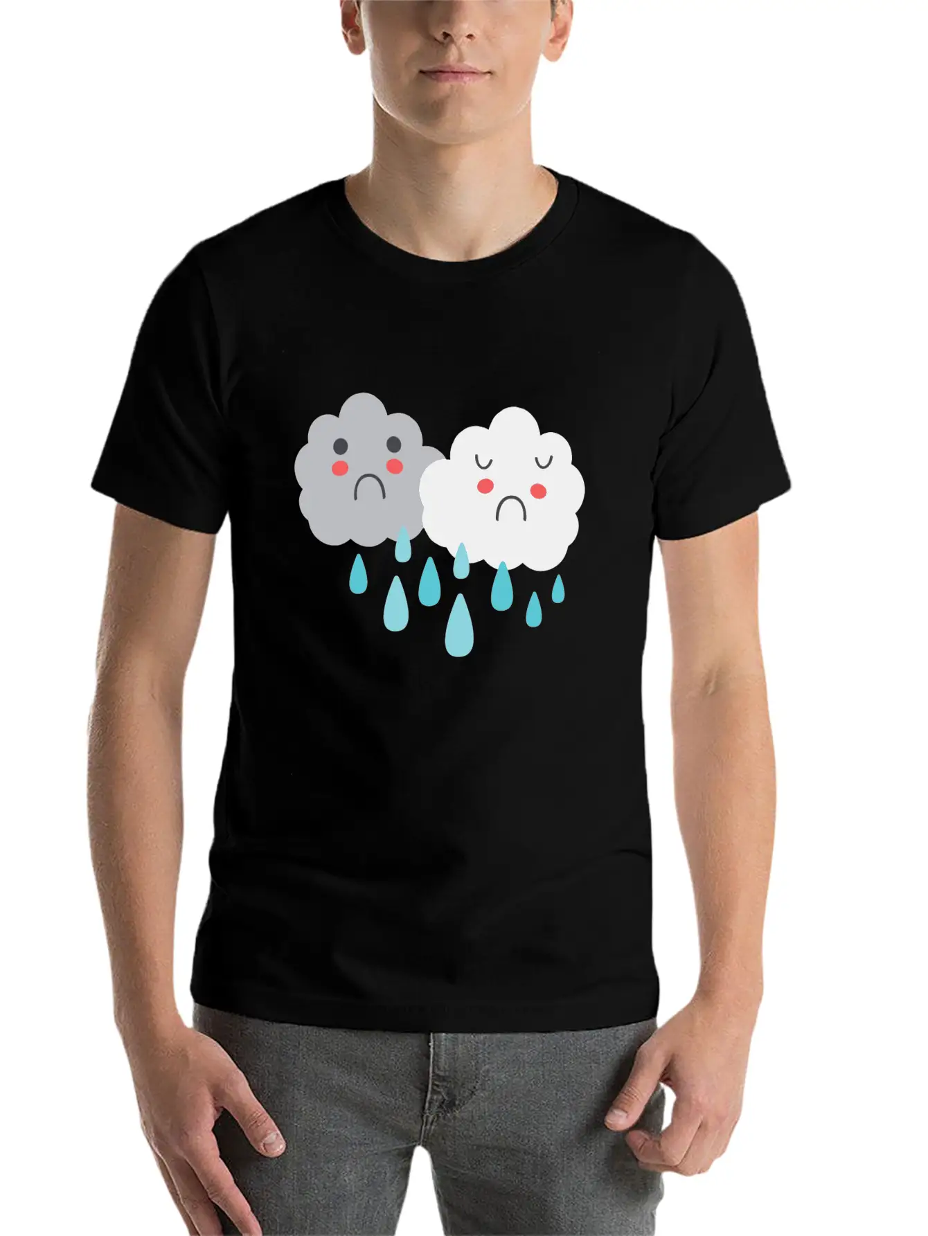So Sad Little Rain Clouds Simple Everyday Graphic Tee – Lightweight Summer Wear