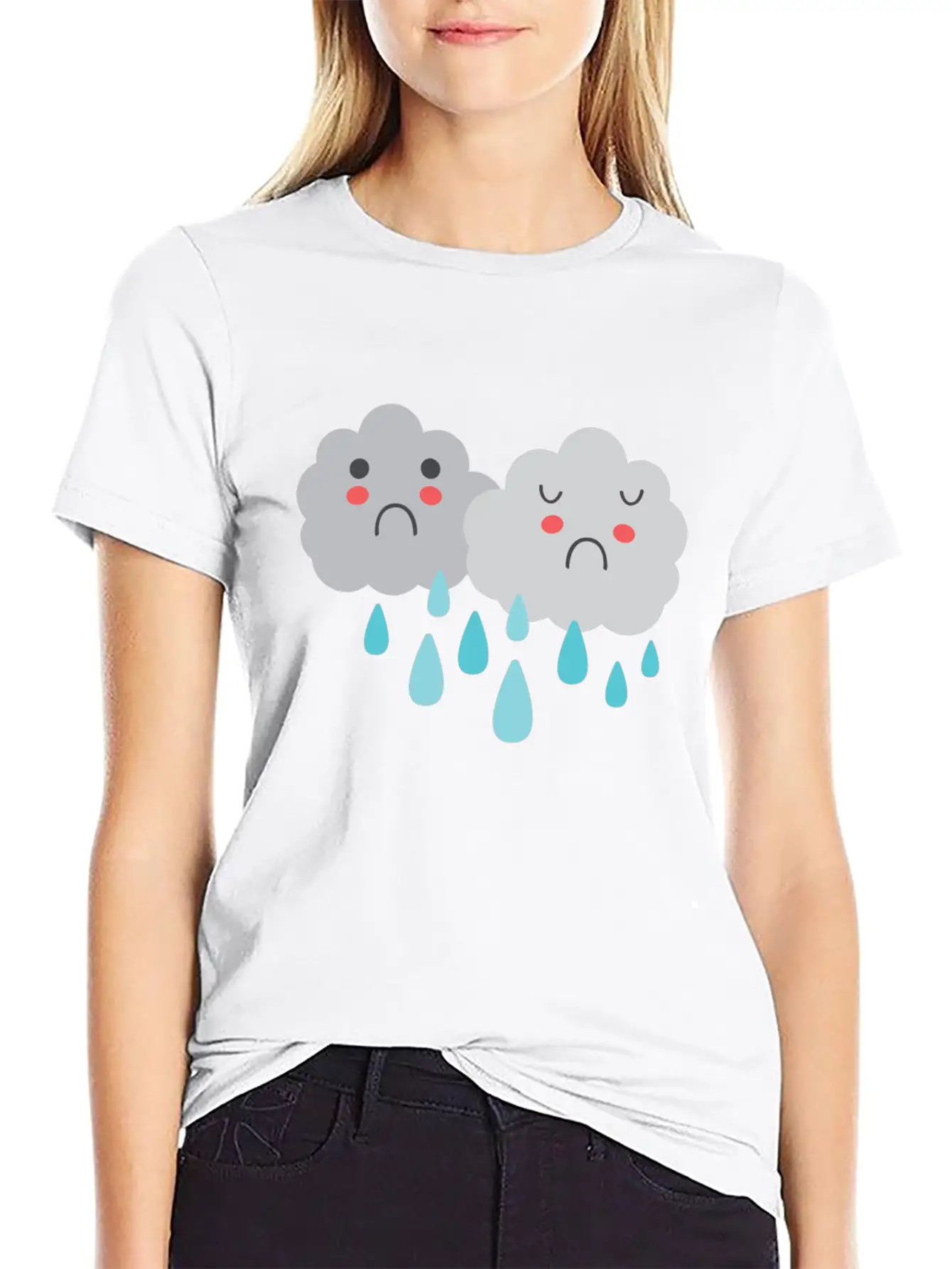 So Sad Little Rain Clouds Simple Everyday Graphic Tee – Lightweight Summer Wear