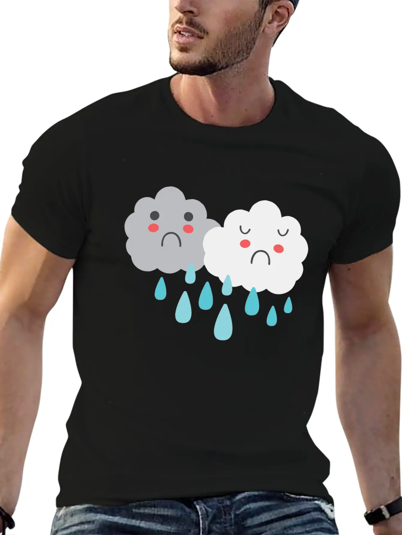 So Sad Little Rain Clouds Simple Everyday Graphic Tee – Lightweight Summer Wear