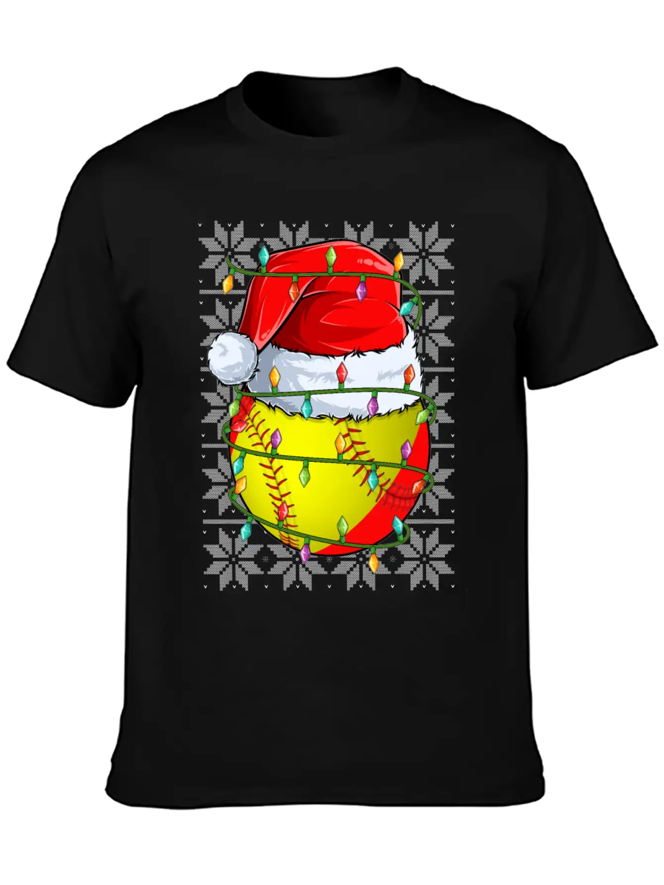 Softball Christmas Lights Relaxed Everyday Tee – Lightweight And Durable Cotton