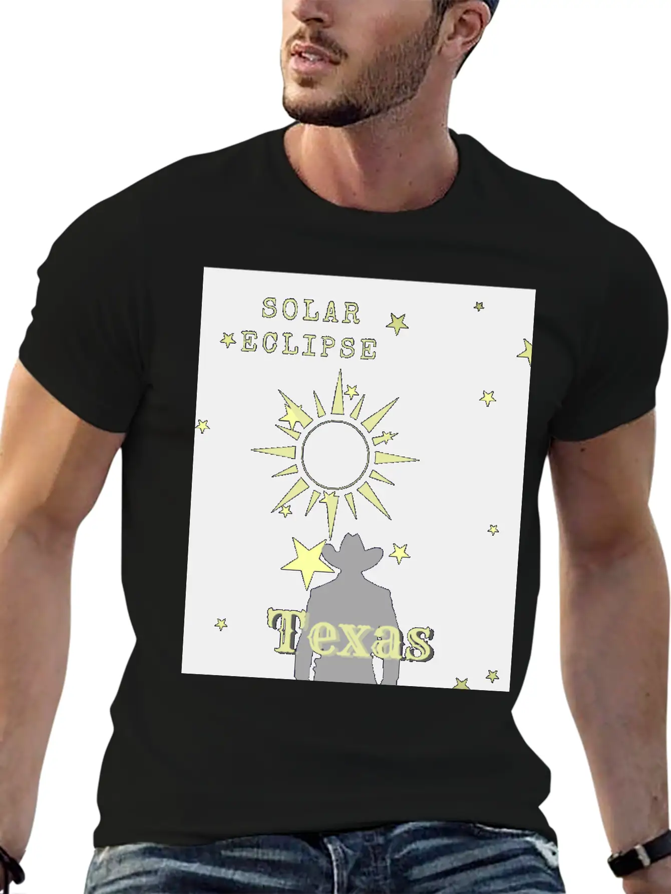 Solar Eclipse Texas Classic Crew Neck Graphic Tee – Everyday Minimal Look