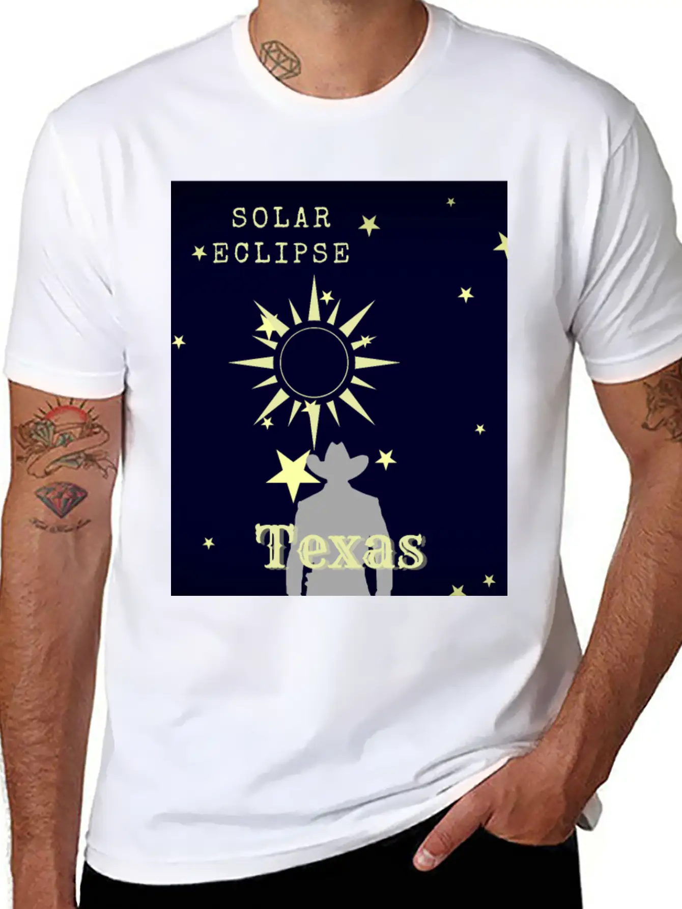 Solar Eclipse Texas Classic Crew Neck Graphic Tee – Everyday Minimal Look