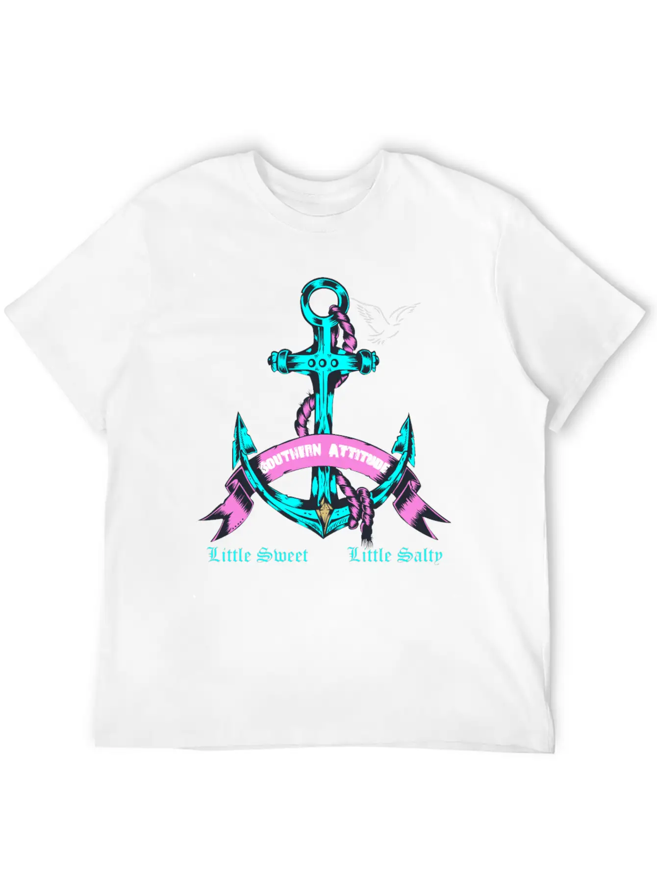 Southern Attitude Salty Anchor Navy Blue Stylish Everyday T-Shirt – Unisex Basic Cotton Tee