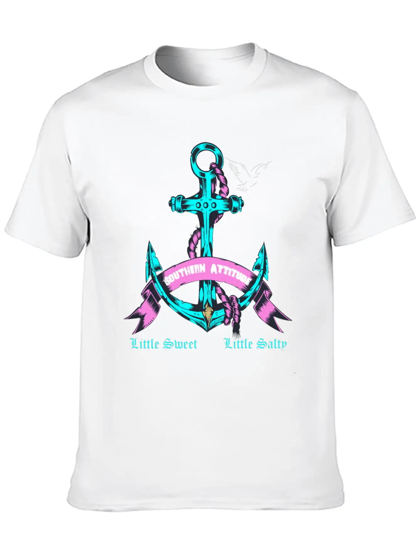 Southern Attitude Salty Anchor Navy Blue Stylish Everyday T-Shirt – Unisex Basic Cotton Tee