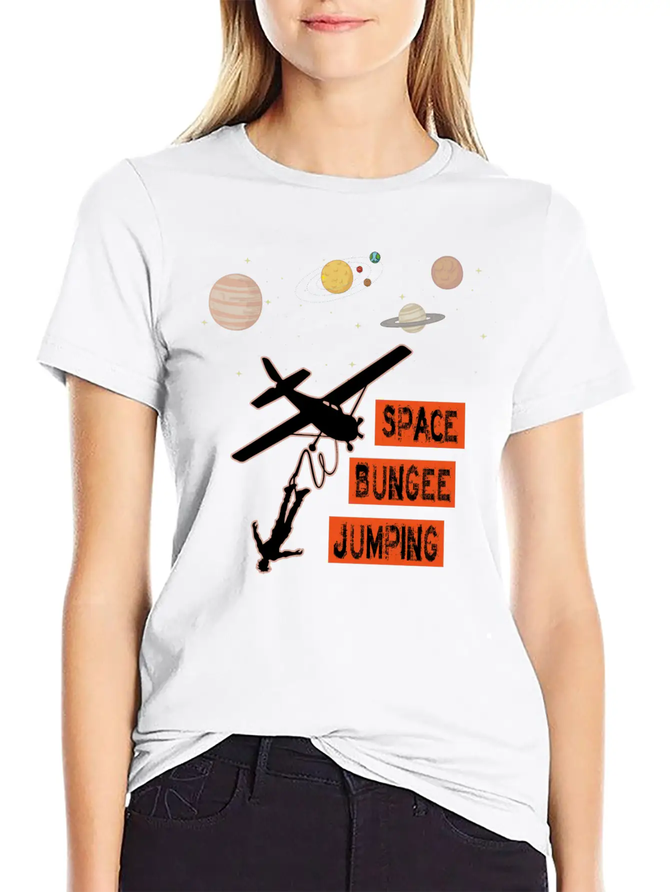 Space Bungee Jumping- Universe, Planet, Plane Unisex Cotton Tee – Relaxed Fit For Any Occasion