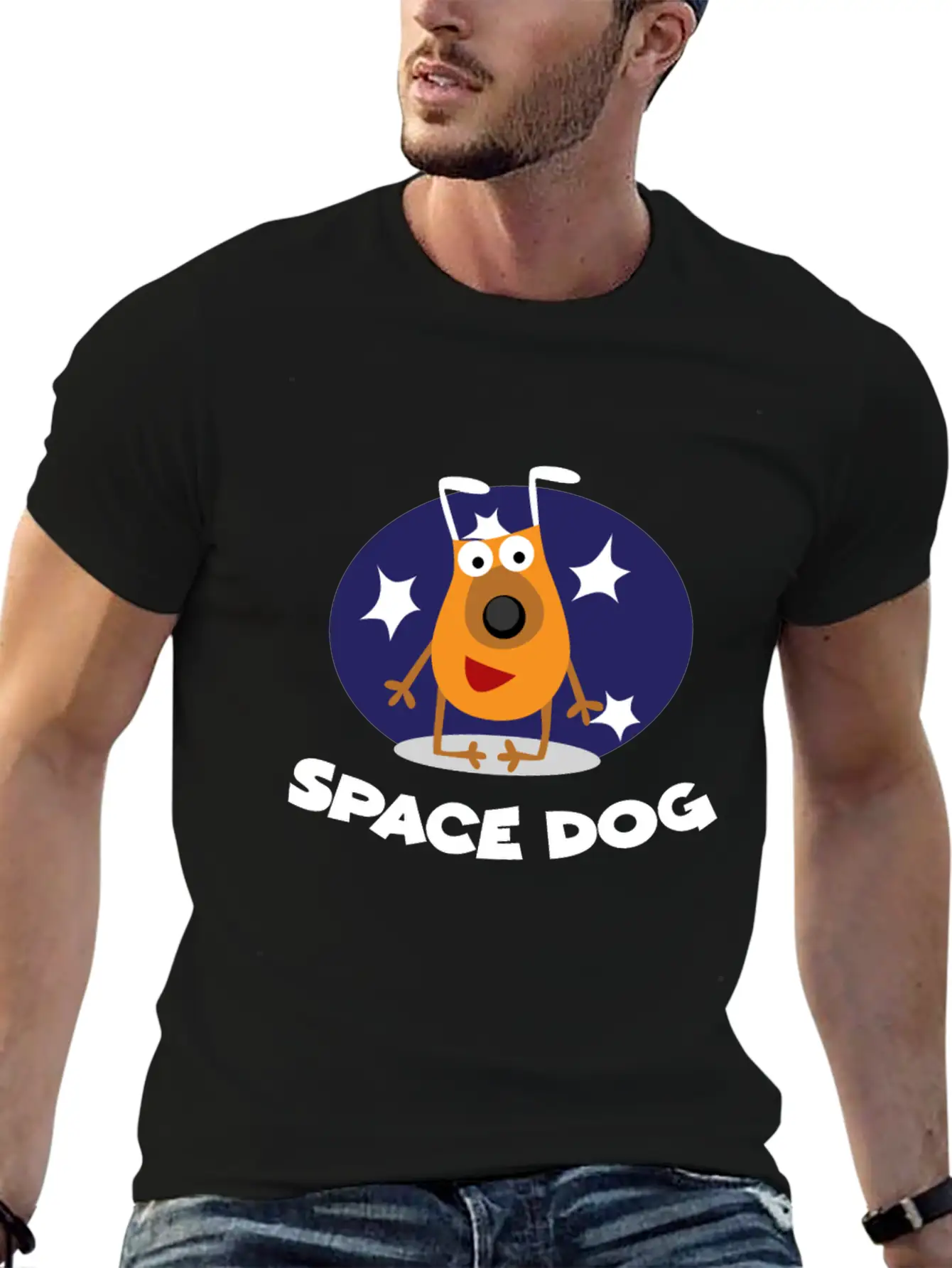 Space Dog Stylish Everyday T-Shirt – Unisex Basic Cotton Tee
