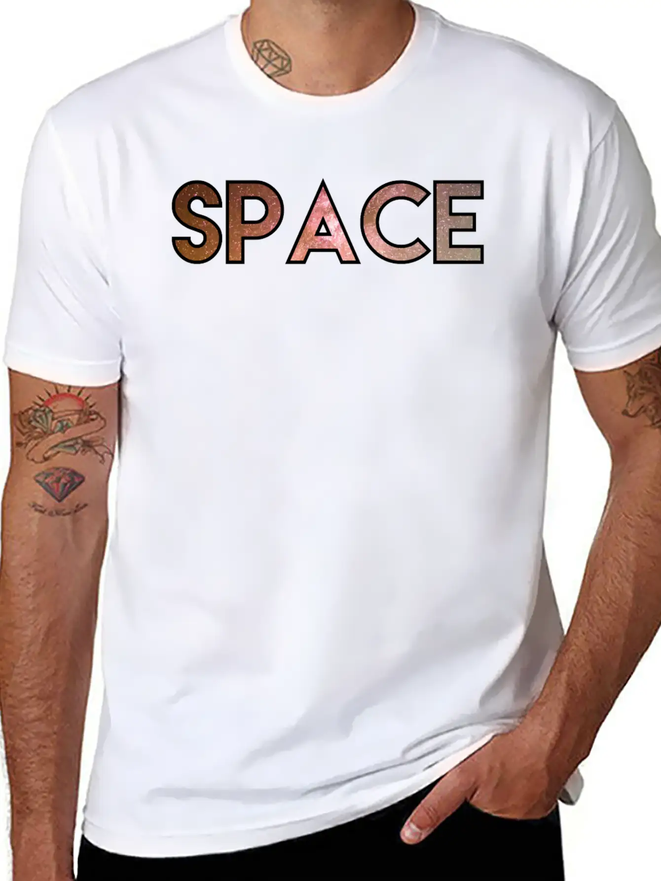 Space Long Sleeve Shirt Classic Crew Neck Graphic Tee – Everyday Minimal Look