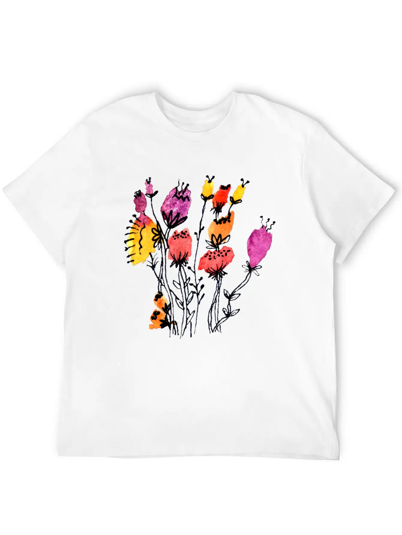 Sprouting Flowers Breathable Graphic T-Shirt – Perfect For Casual Days