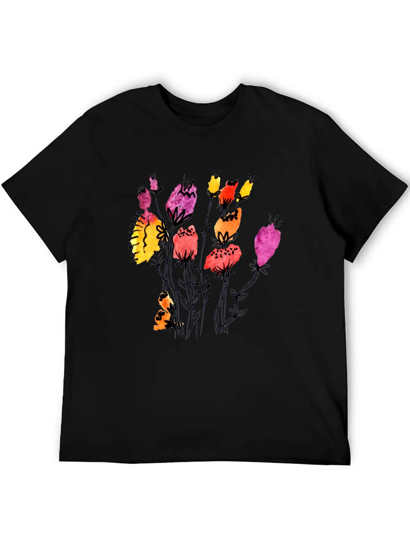 Sprouting Flowers Breathable Graphic T-Shirt – Perfect For Casual Days