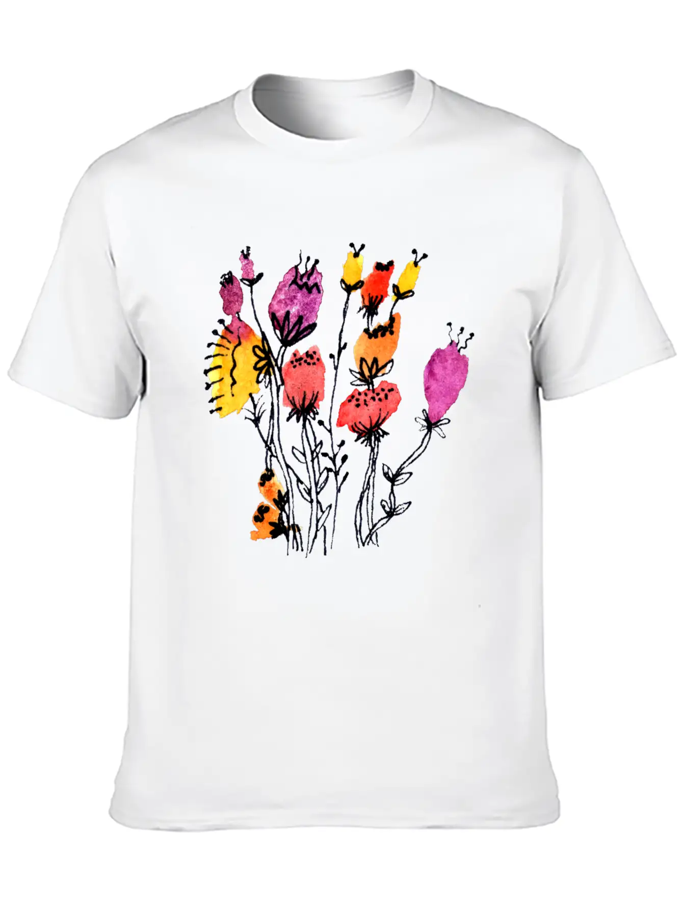 Sprouting Flowers Breathable Graphic T-Shirt – Perfect For Casual Days