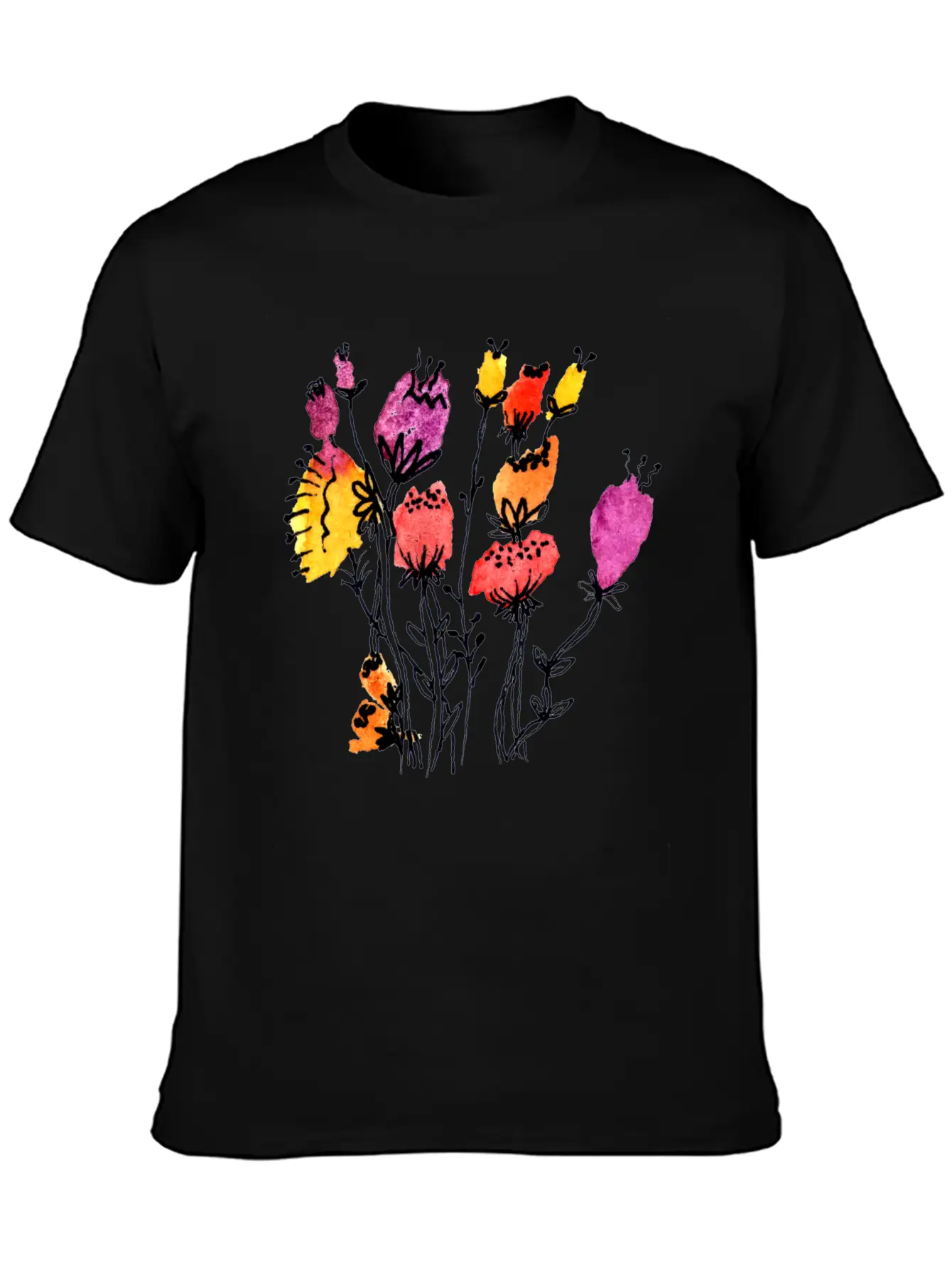 Sprouting Flowers Breathable Graphic T-Shirt – Perfect For Casual Days
