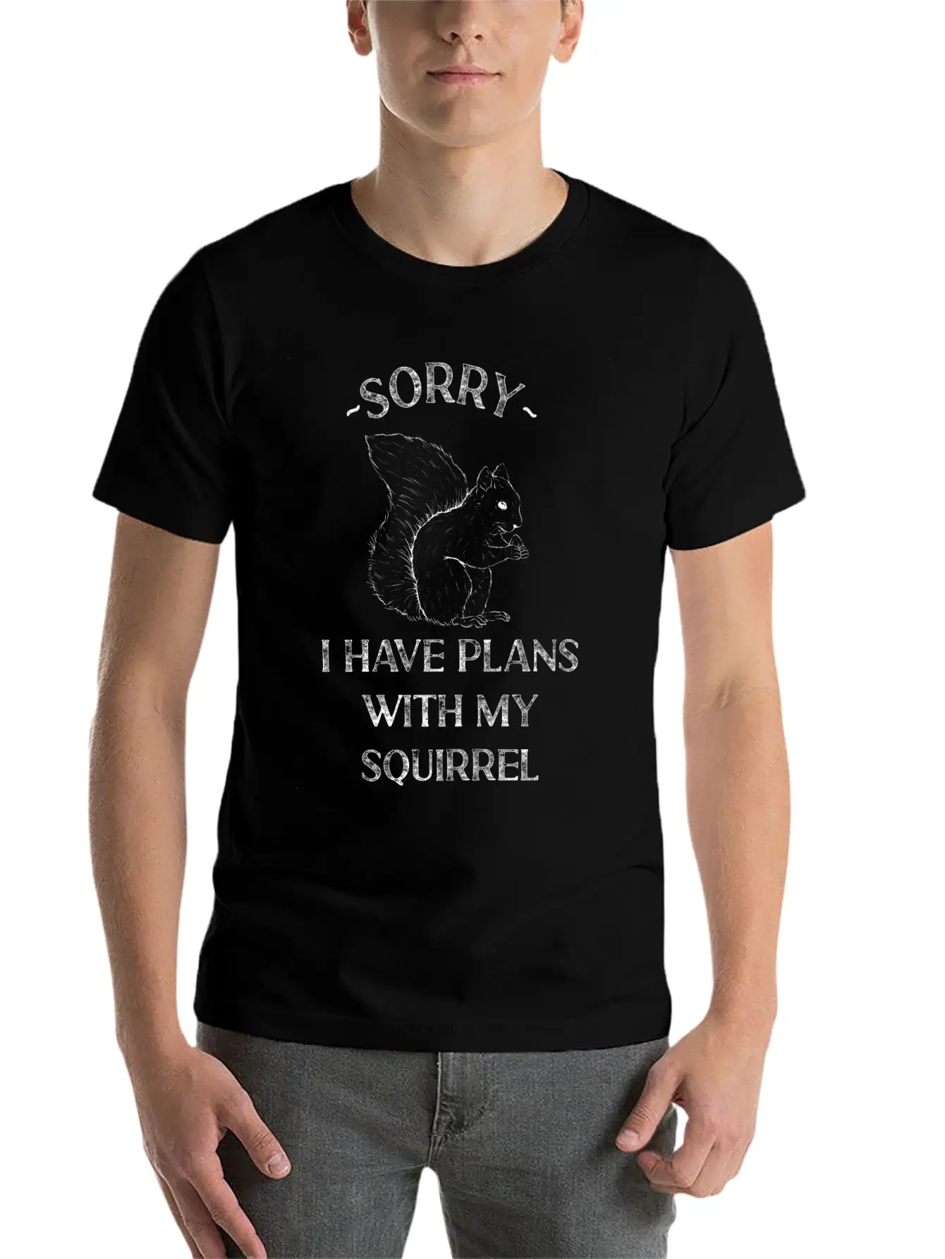 Squirrel Acorn Sorry I Have Plans Basic Graphic T-Shirt – Daily Comfort In Soft Cotton