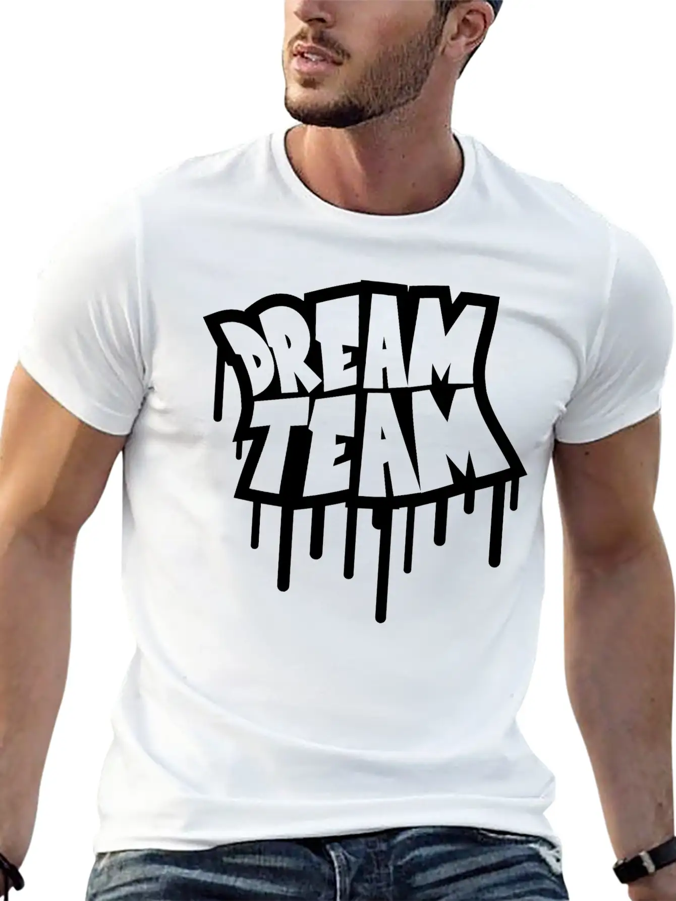 Stamp Graffiti Dream Team Friends Couple Together Basic Graphic T-Shirt – Daily Comfort In Soft Cotton