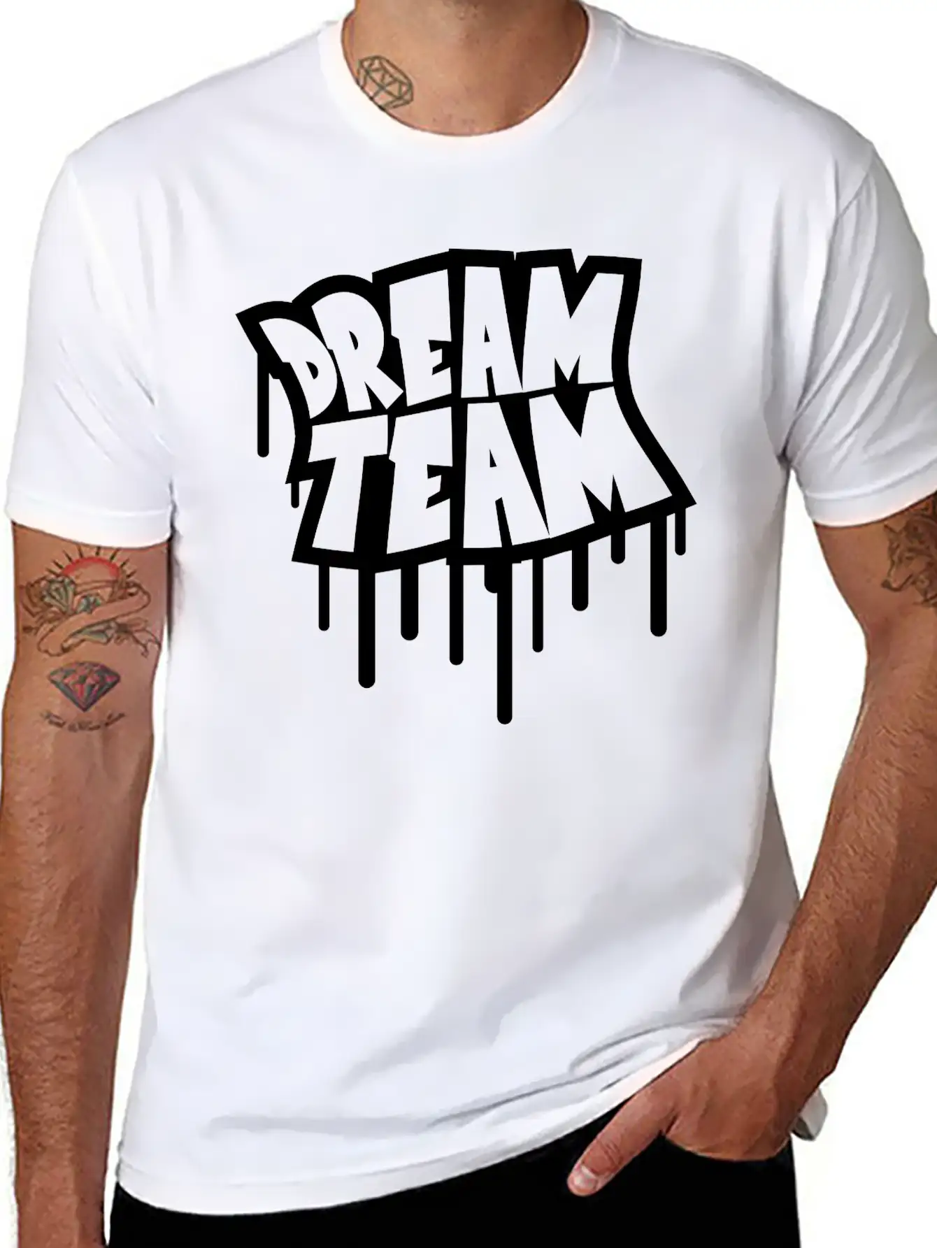 Stamp Graffiti Dream Team Friends Couple Together Basic Graphic T-Shirt – Daily Comfort In Soft Cotton