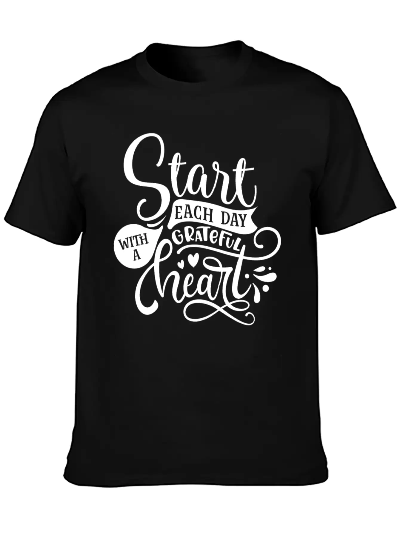 Start Each Day With A Grateful Heart Simple Everyday Graphic Tee – Lightweight Summer Wear