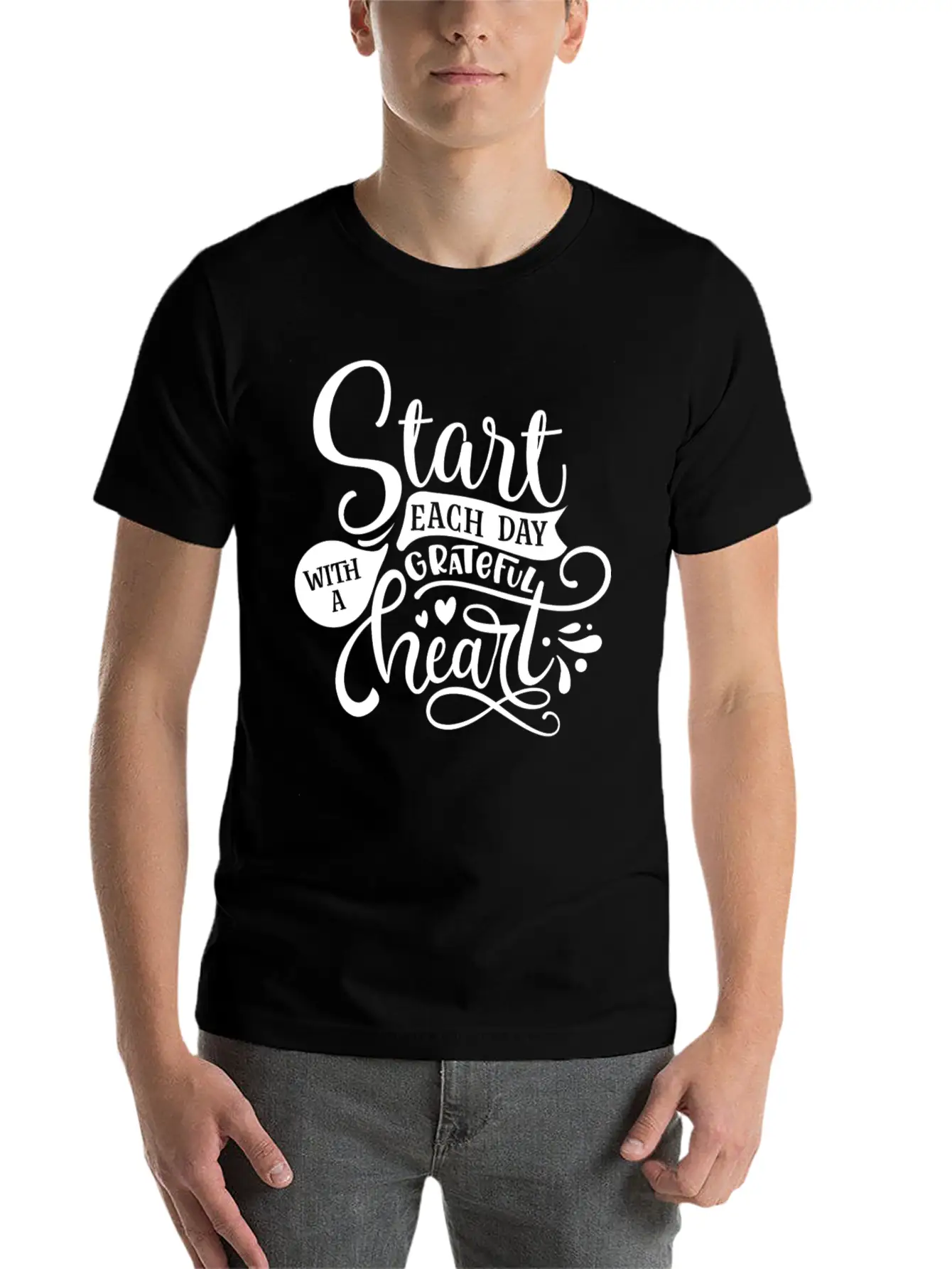 Start Each Day With A Grateful Heart Simple Everyday Graphic Tee – Lightweight Summer Wear