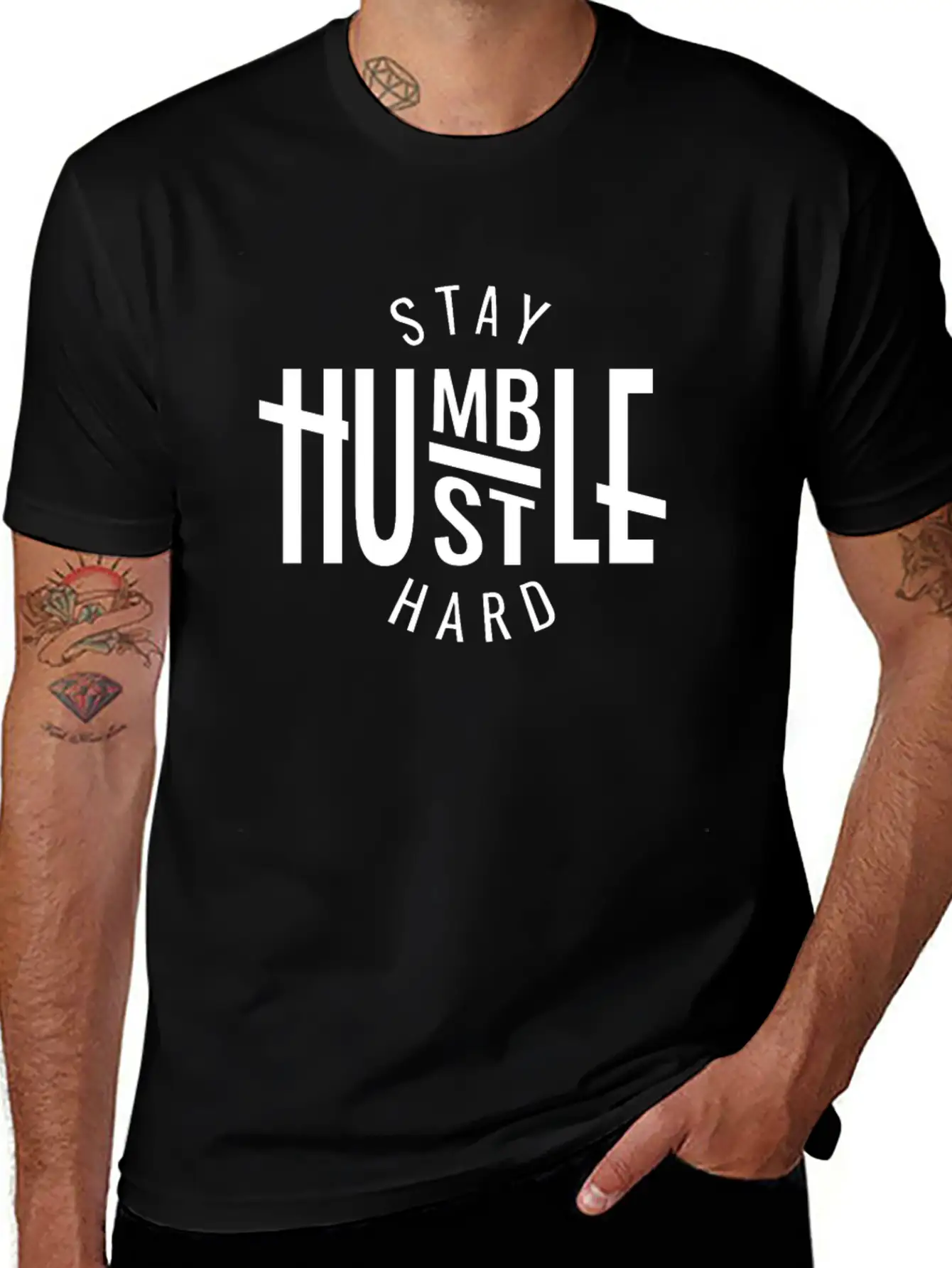 Stay Humble Huslte Hard Entrepreneur Stylish Everyday T-Shirt – Unisex Basic Cotton Tee