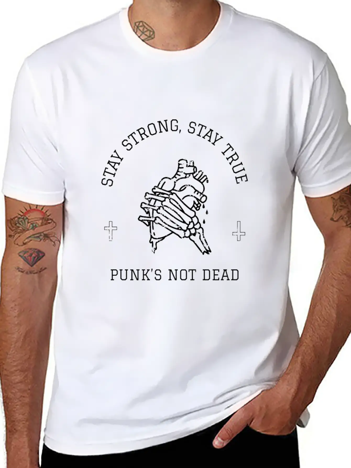 Stay Strong, Stay True - Punk's Not Dead Classic Cotton Tee – Unisex Comfort For Any Season