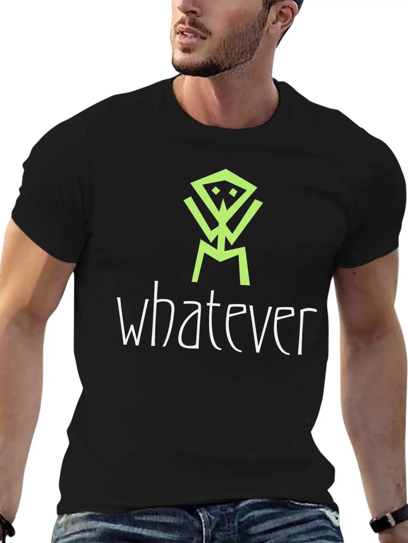 Stick Figure Whatever Symbol Stylish Everyday T-Shirt – Unisex Basic Cotton Tee