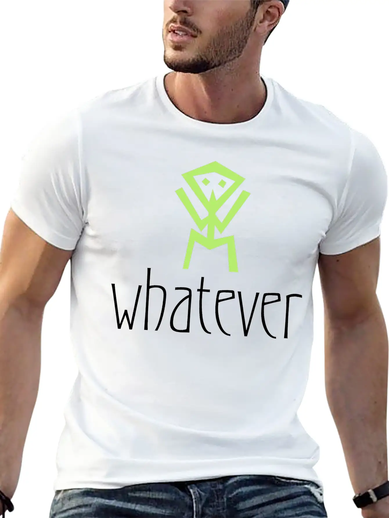 Stick Figure Whatever Symbol Stylish Everyday T-Shirt – Unisex Basic Cotton Tee