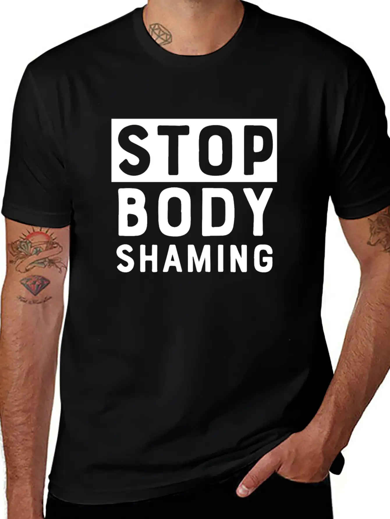 Stop Body Shaming Stylish Everyday T-Shirt – Unisex Basic Cotton Tee