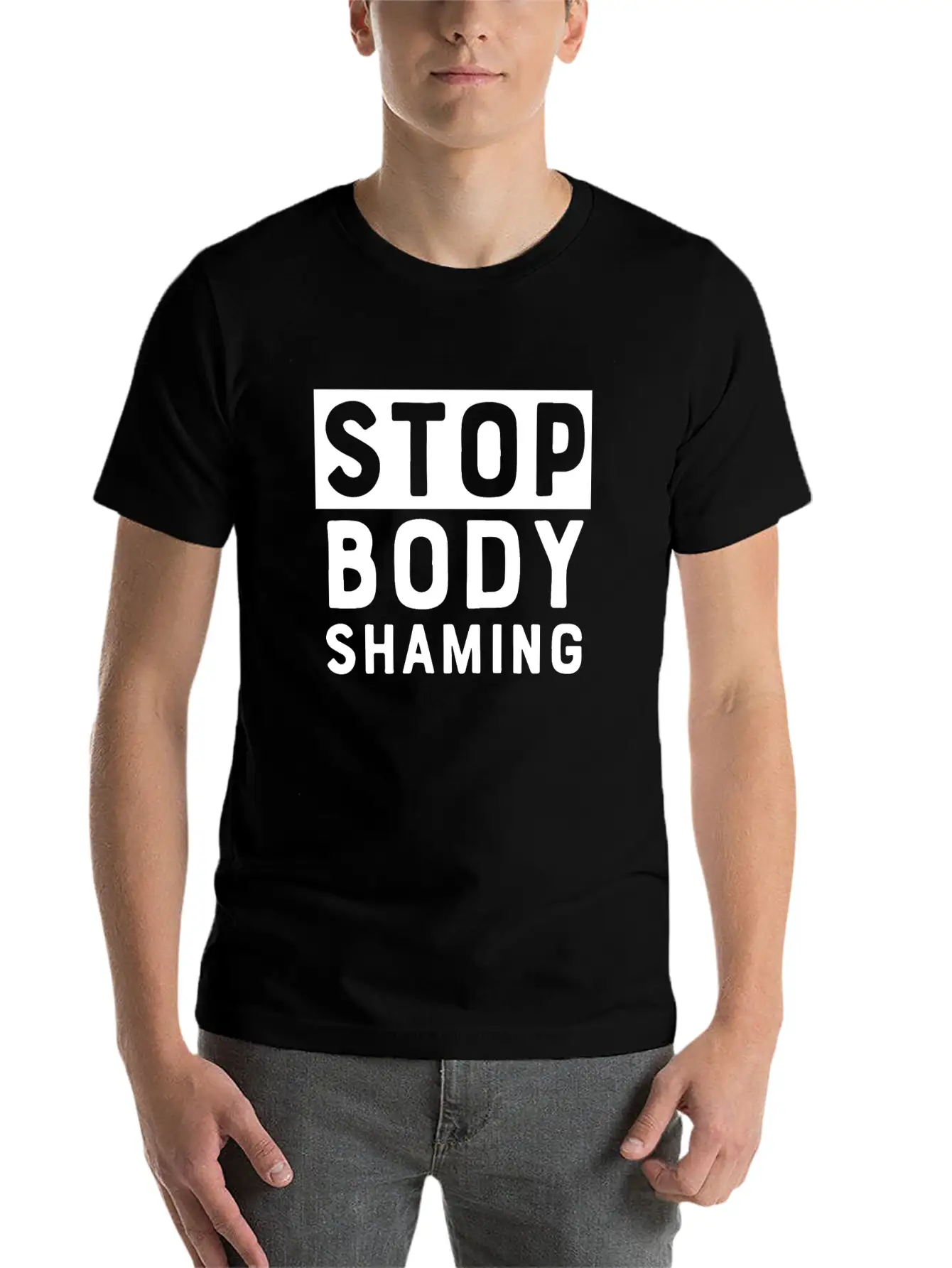 Stop Body Shaming Stylish Everyday T-Shirt – Unisex Basic Cotton Tee